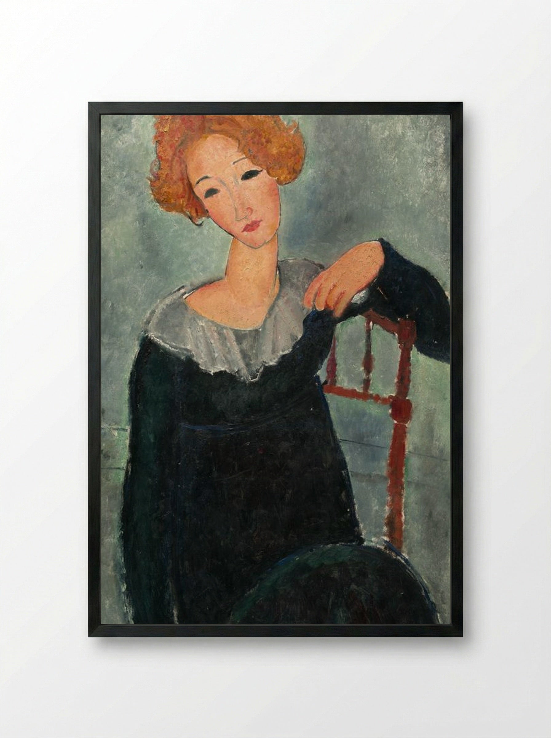 Woman with Red Hair - Amedeo Modigliani - Framed Print Black