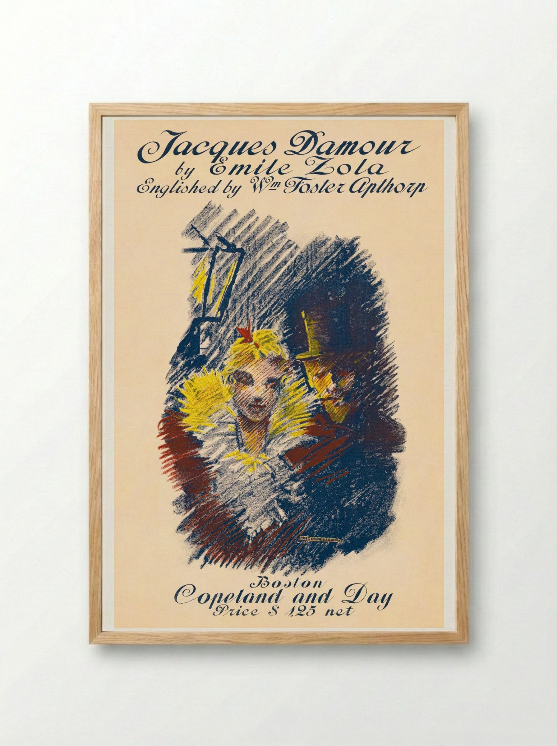 Jacques Damour by Emile Zola - Ethel Reed - Framed Print Wood