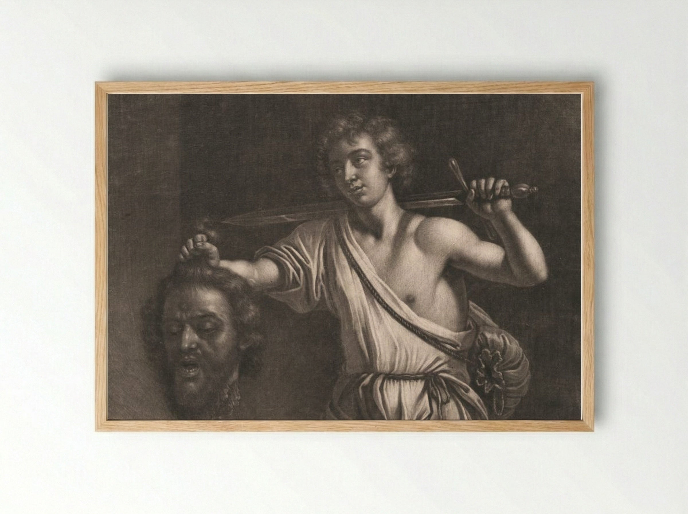 David with the Head of Goliath - Wallerant Vaillant - Framed Print Wood