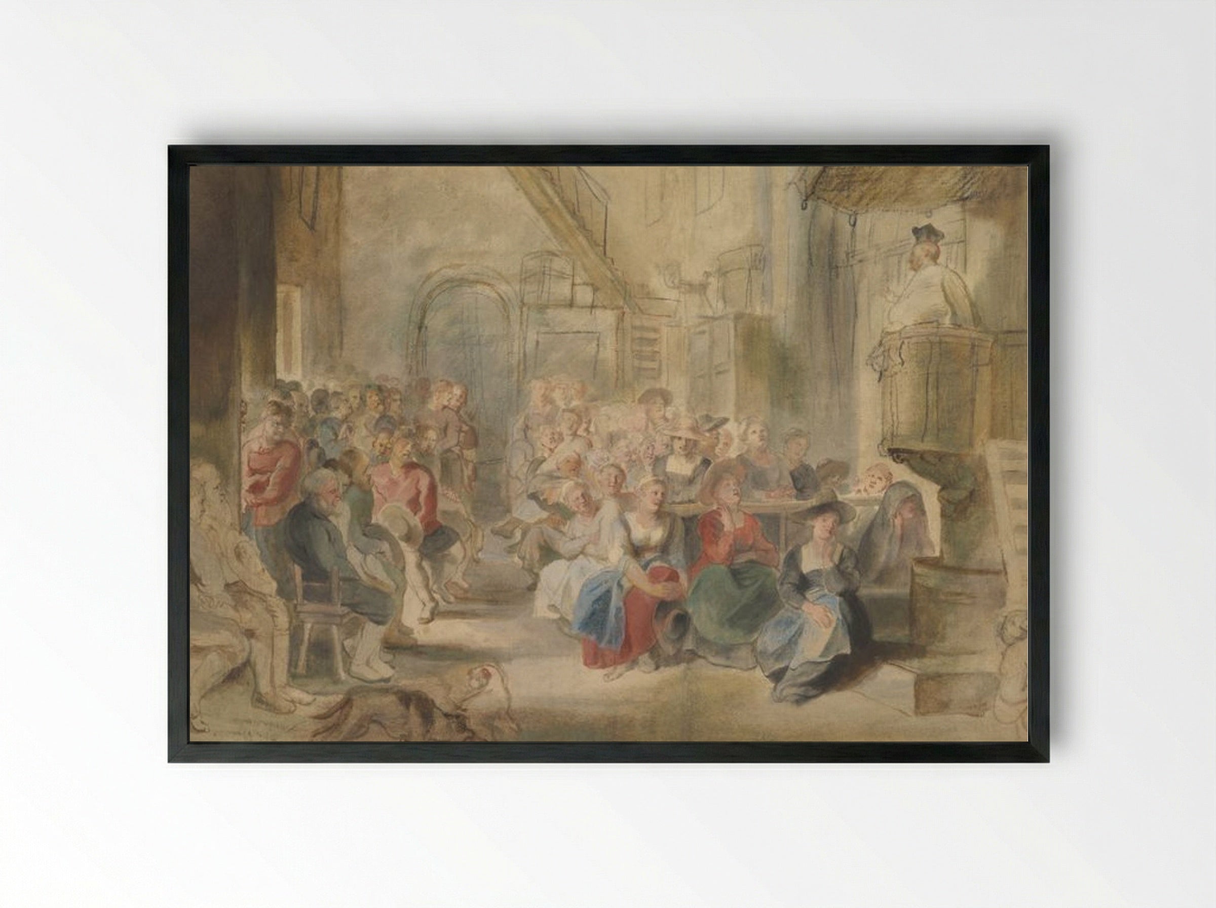 A Sermon in a Village Church - Peter Paul Rubens - Framed Print Black