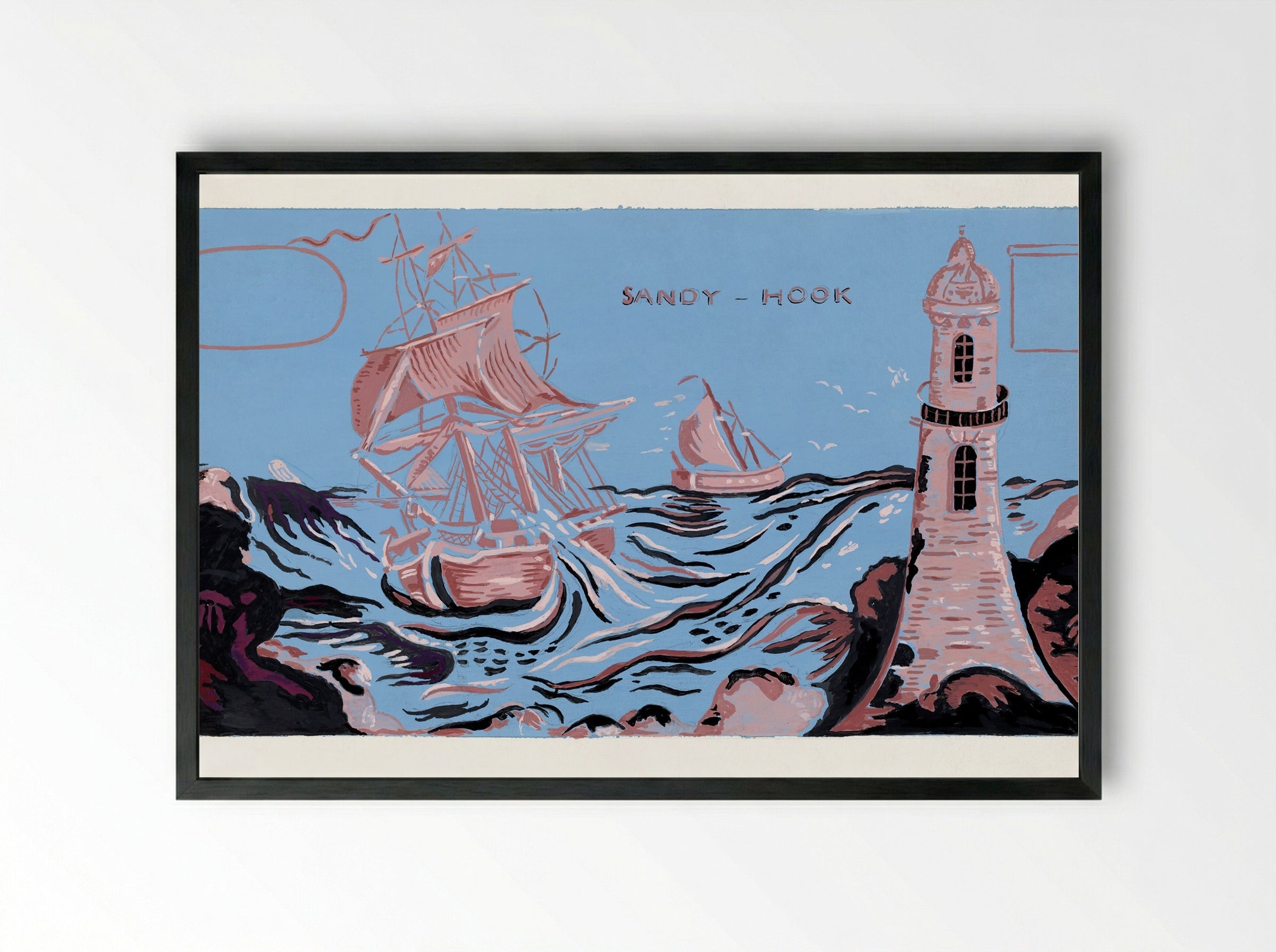 Bandbox Design: Sandy Hook - Selma Sandler - Framed Print Black