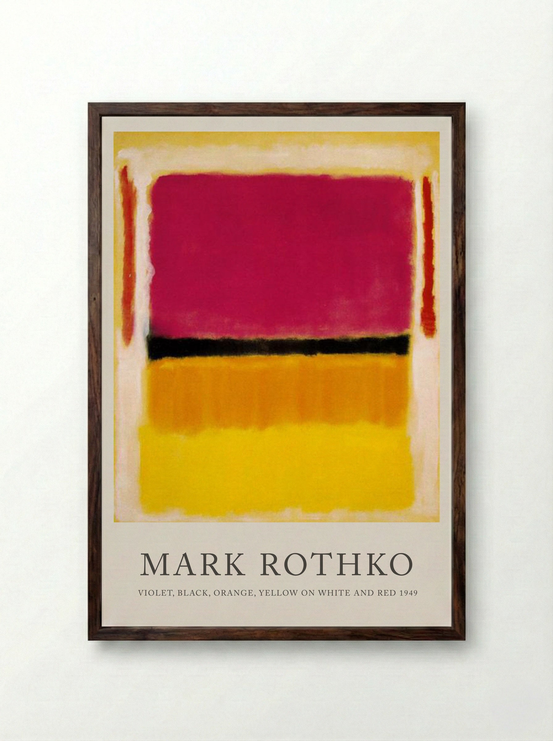 Violet, Black, Orange, Yellow on White and Red - Mark Rothko - Framed Print Dark Wood