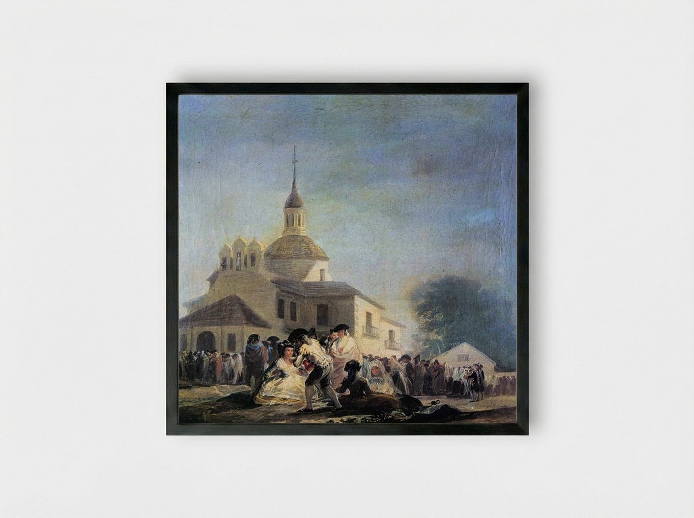 Pilgrimage to the Church of San Isidro - Francisco Goya - Framed Print Black