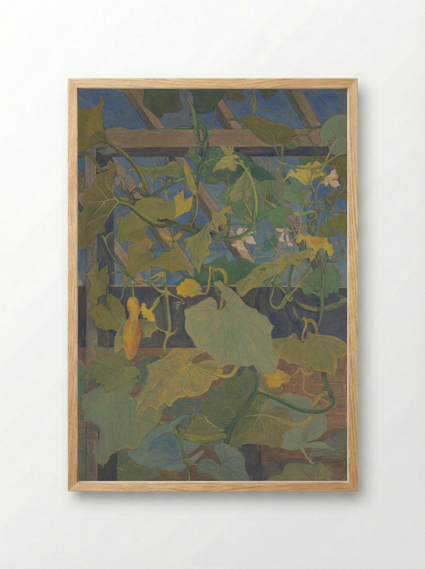 Greenhouse with Ornamental Gourds - Theo van Hoytema - Framed Print Wood