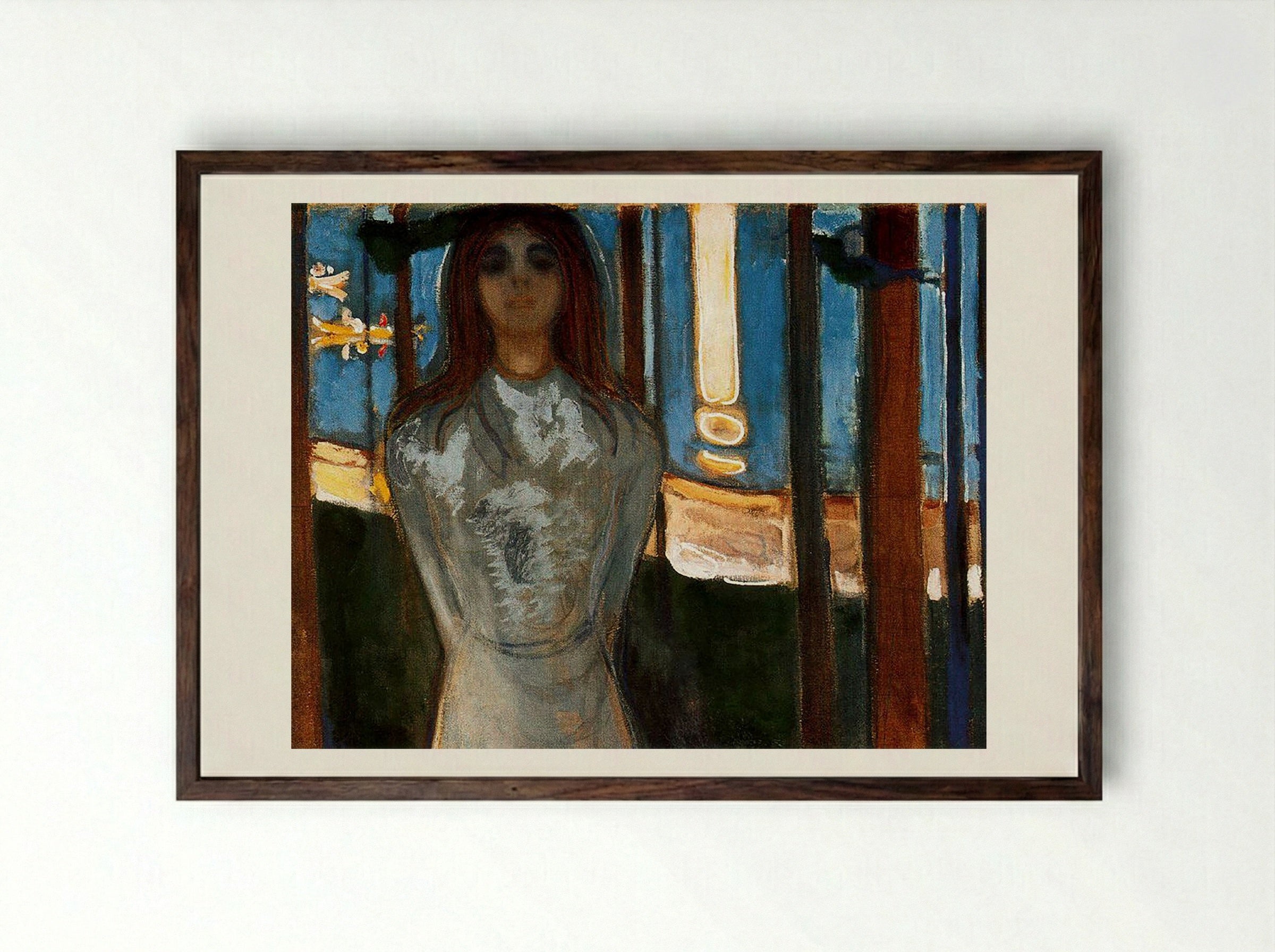 The Voice - Edvard Munch - Framed Print Dark Wood