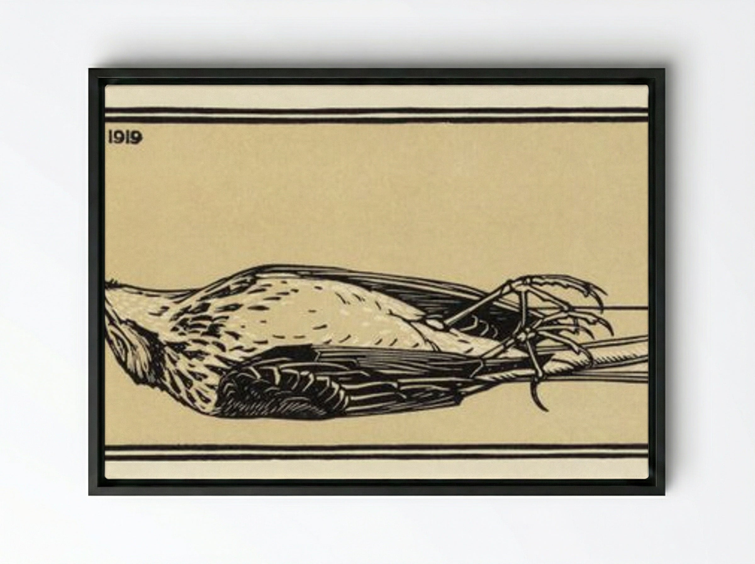 Dead Bird - Julie de Graag - Framed Canvas Black