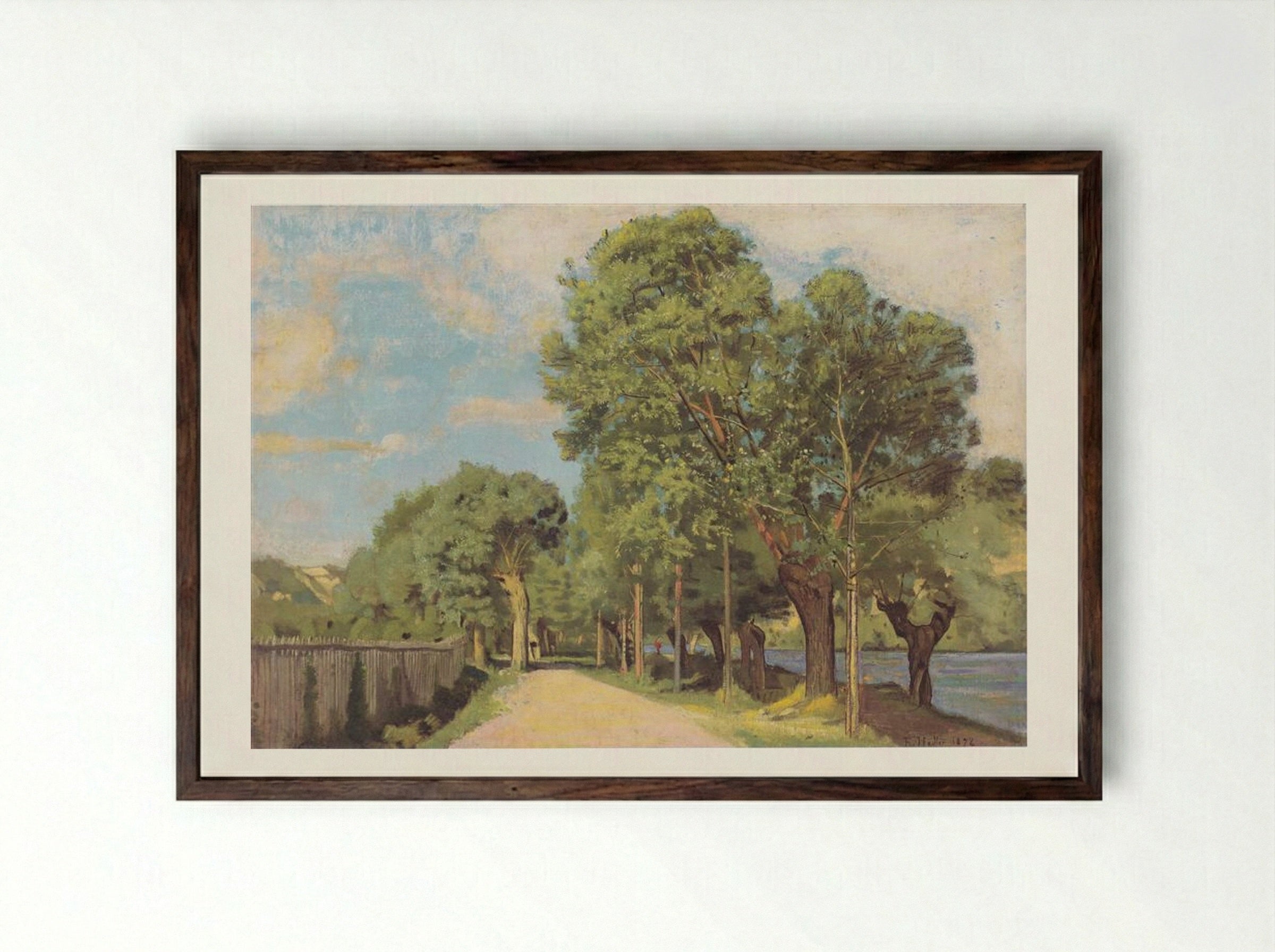 Landscape at the Jonction at Geneva - Ferdinand Hodler - Framed Print Dark Wood