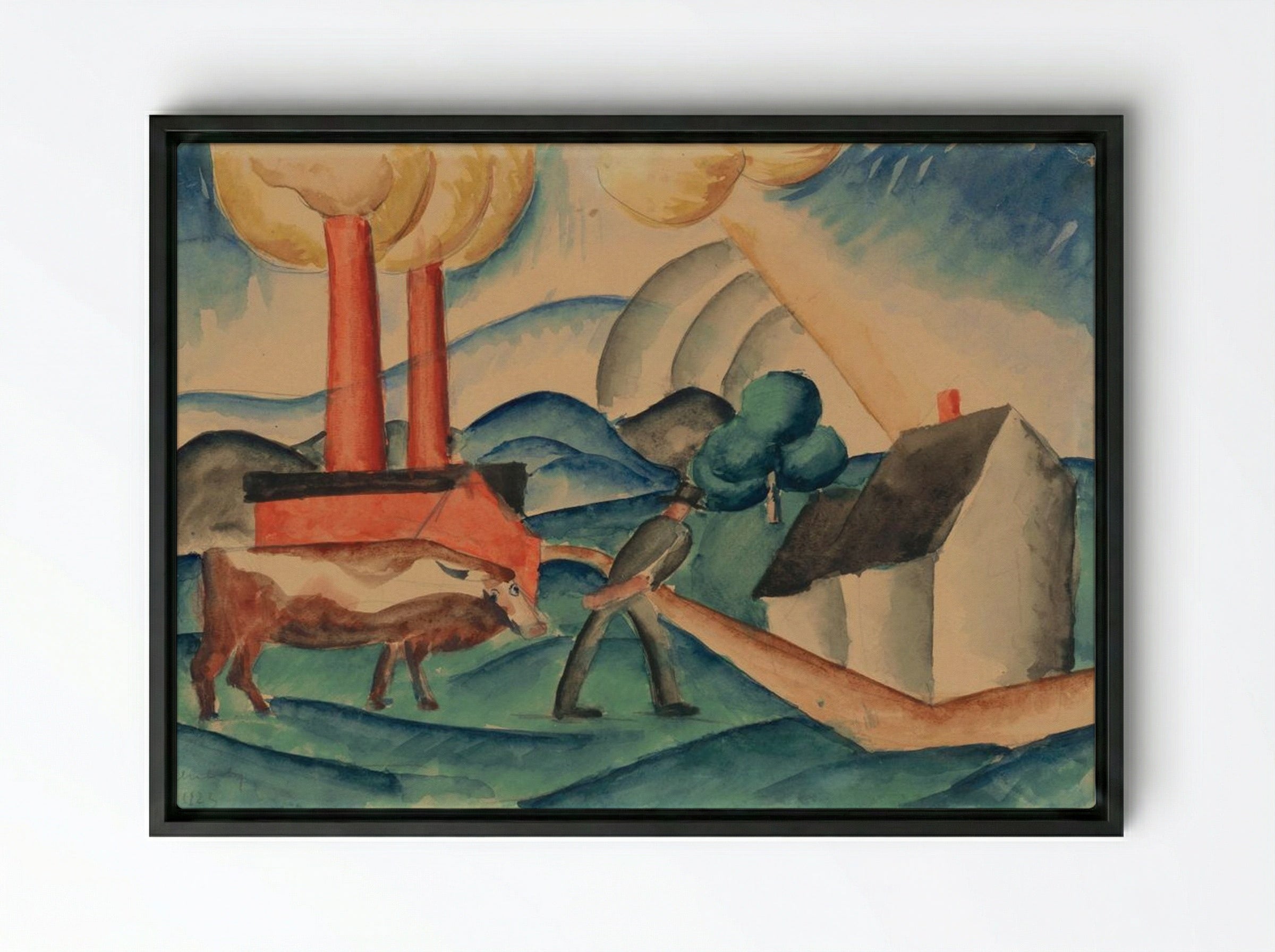 From Pasture - Schiller Geyser - Framed Canvas Black