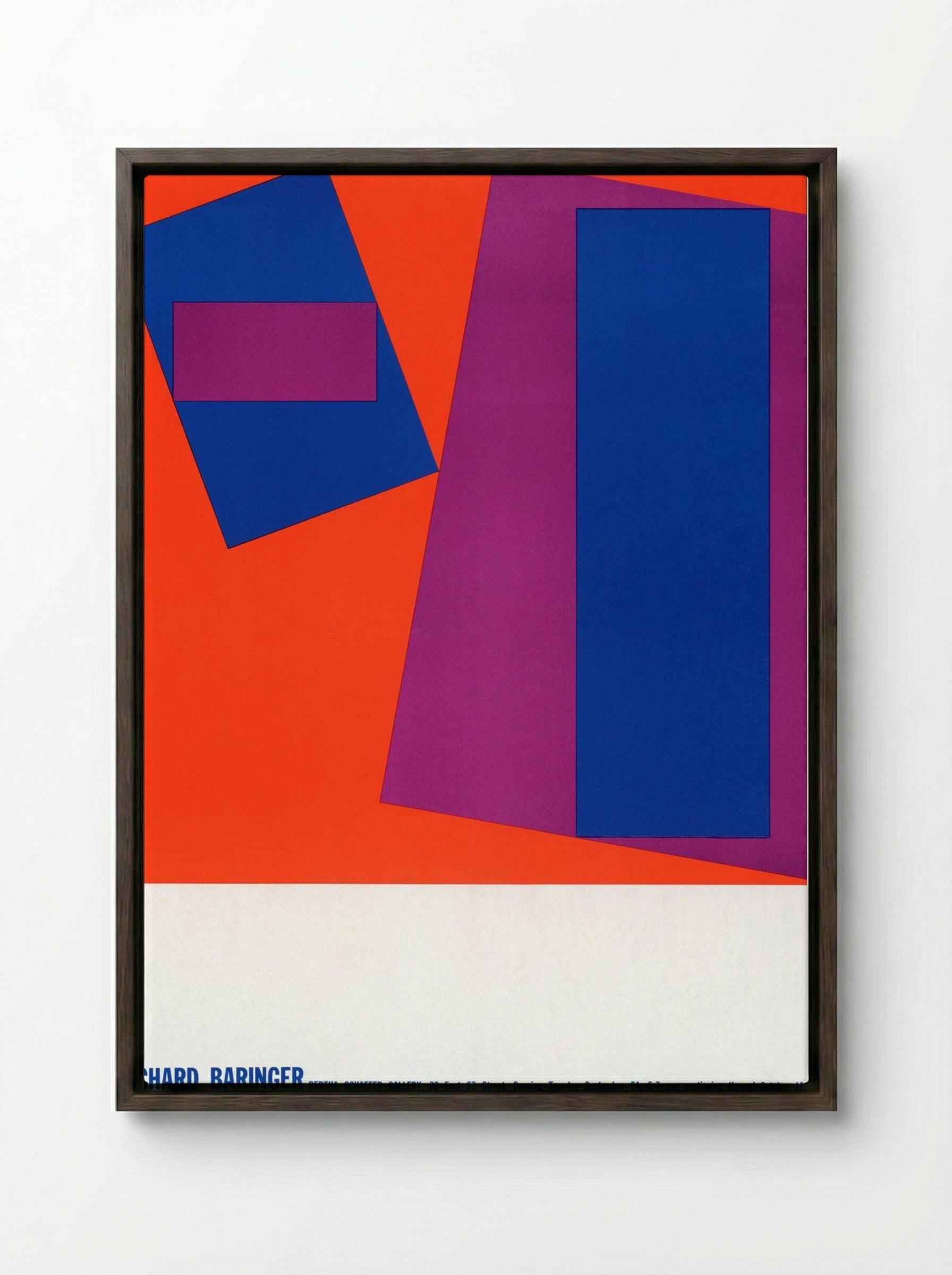 Untitled (Geometric Abstraction, 1963 Exhibition Poster) - Richard Baringer - Framed Canvas Dark Wood