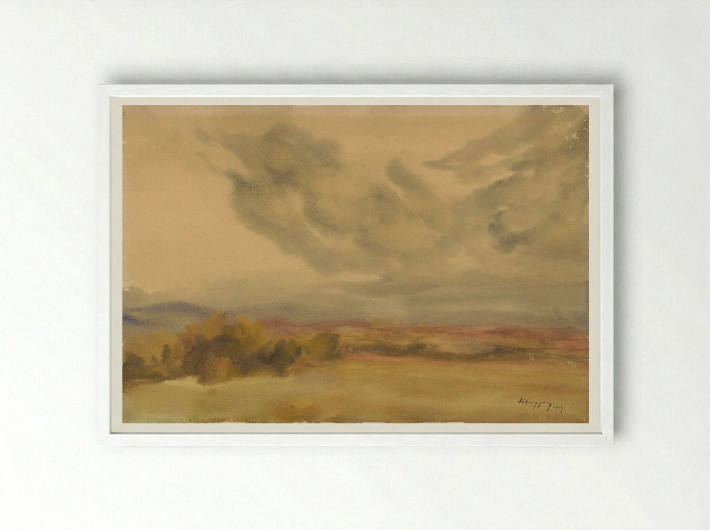 Clouds Over a Plain - Zolo Palugyay - Framed Print White