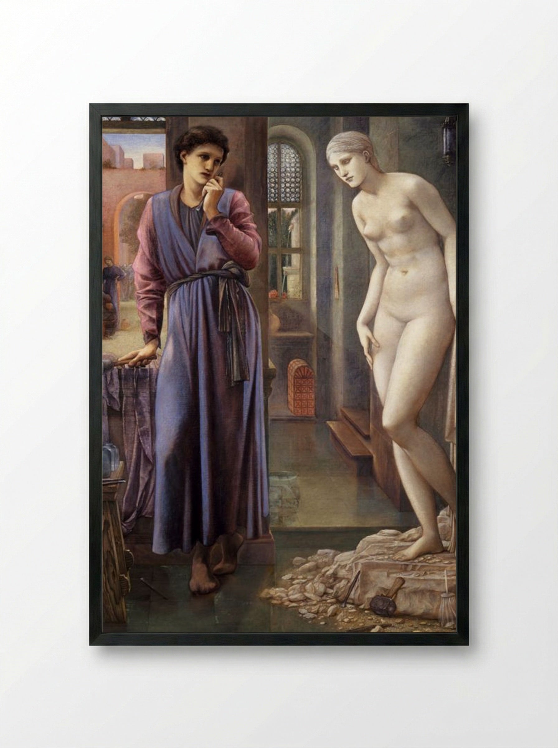 Pygmalion and the Image: The Hand Refrains - Edward Burne-Jones - Framed Print Black