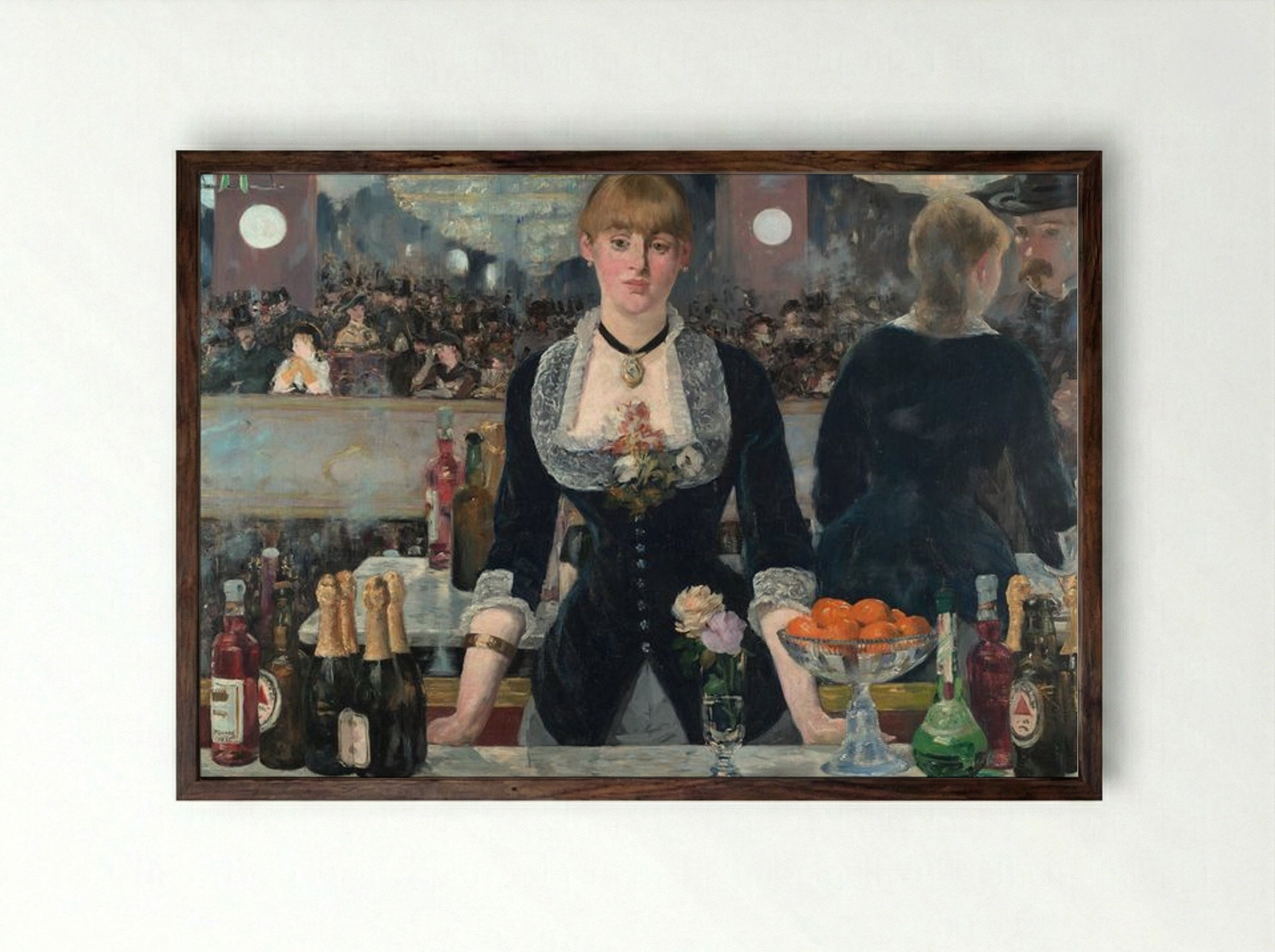 A Bar at the Folies-Bergère - Édouard Manet - Framed Print Dark Wood