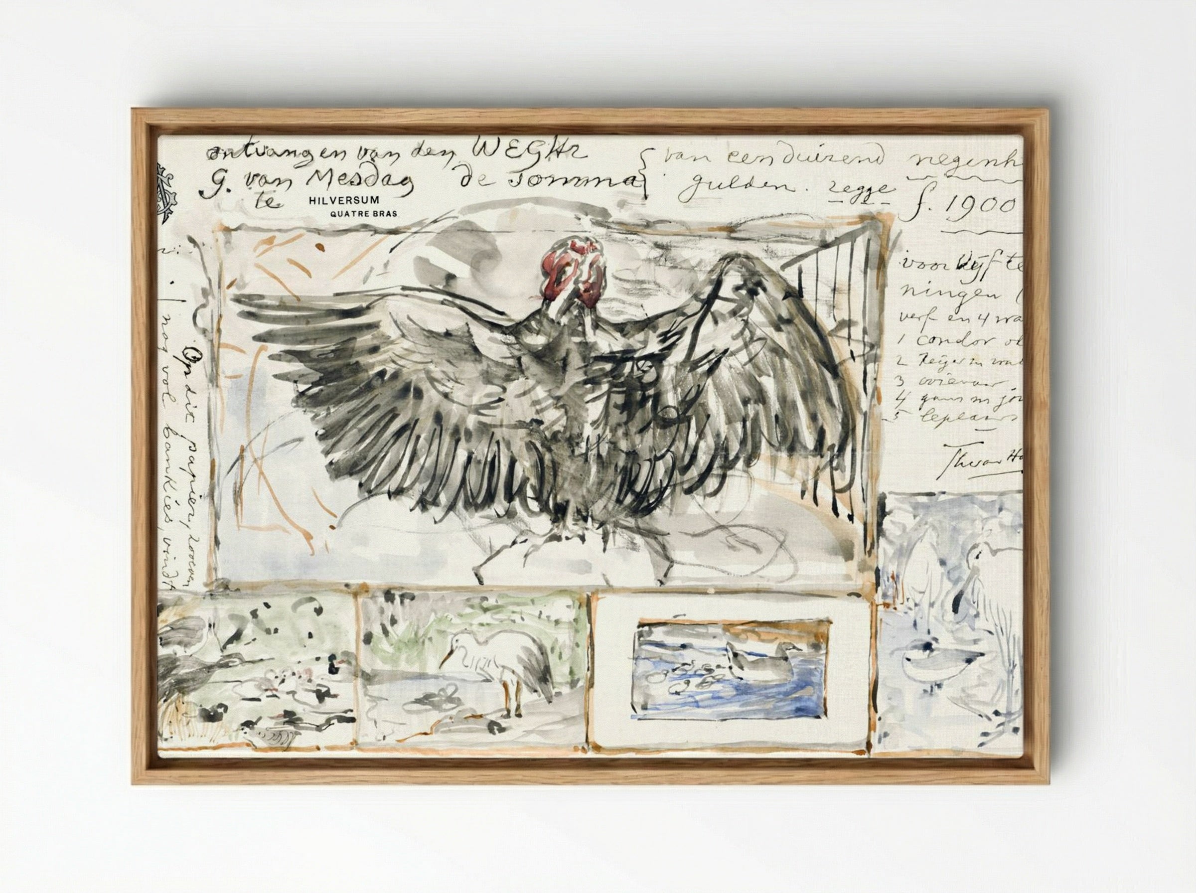 Vijf Schetsen Naar Werken Van Vogels - Theo van Hoytema - Framed Canvas Wood