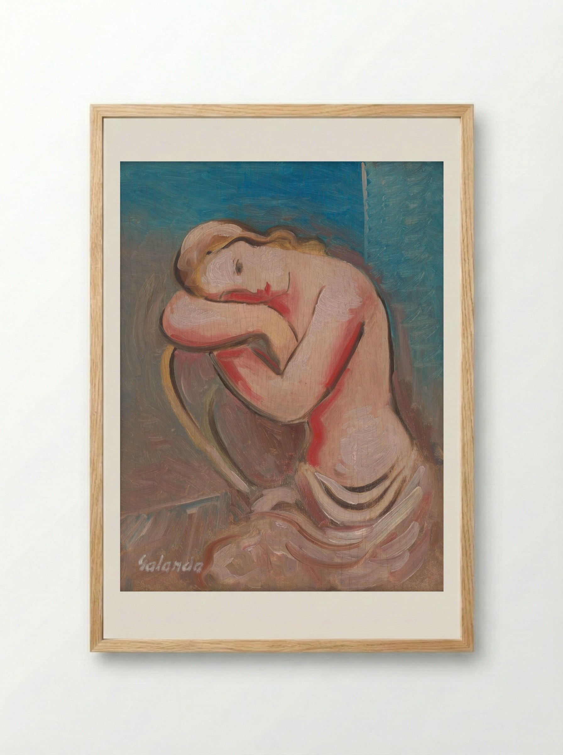 Seated Model - Mikuláš Galanda - Framed Print Wood