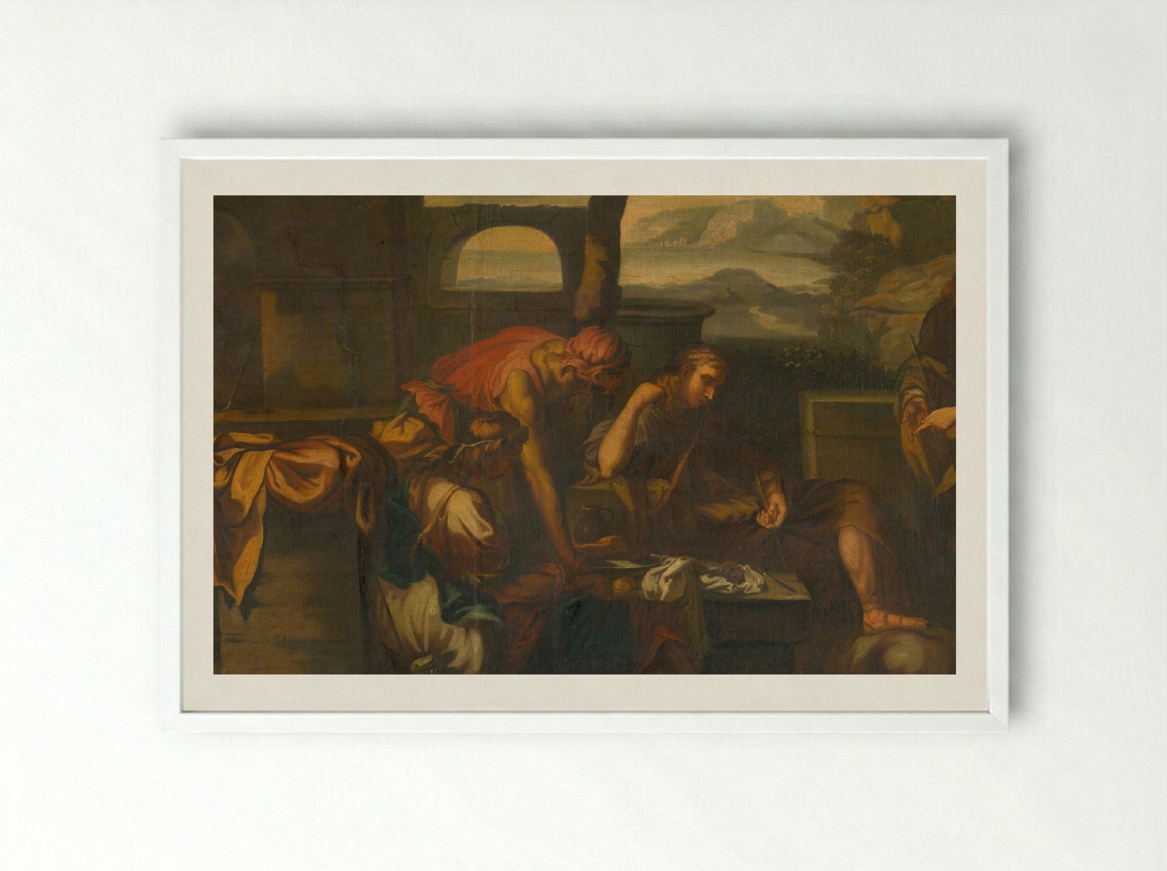 Biblical Scene with Figures - Fine Art Print - Framed Print White