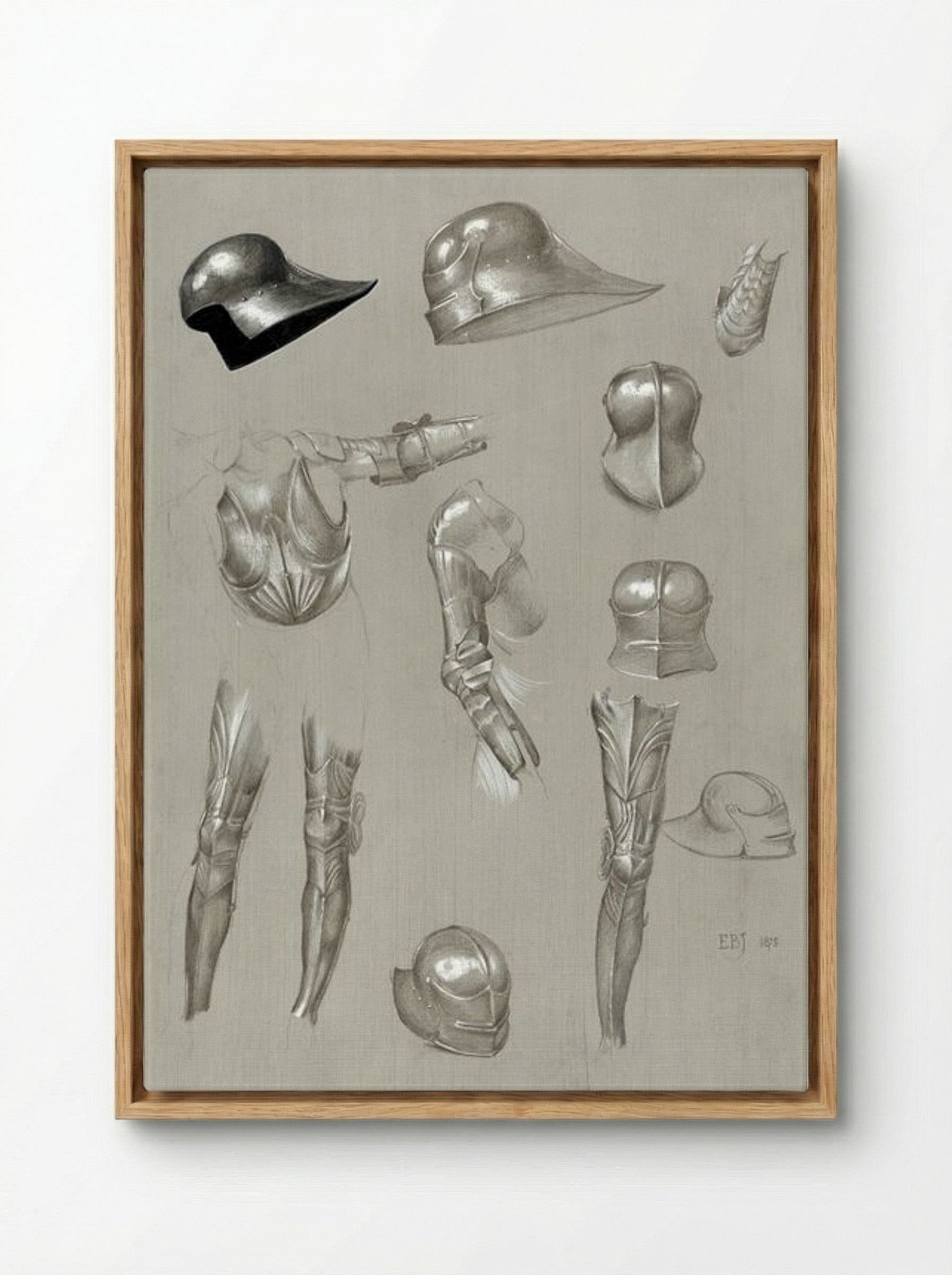 Studies of a Suit of Armour - Edward Burne-Jones - Framed Canvas Wood
