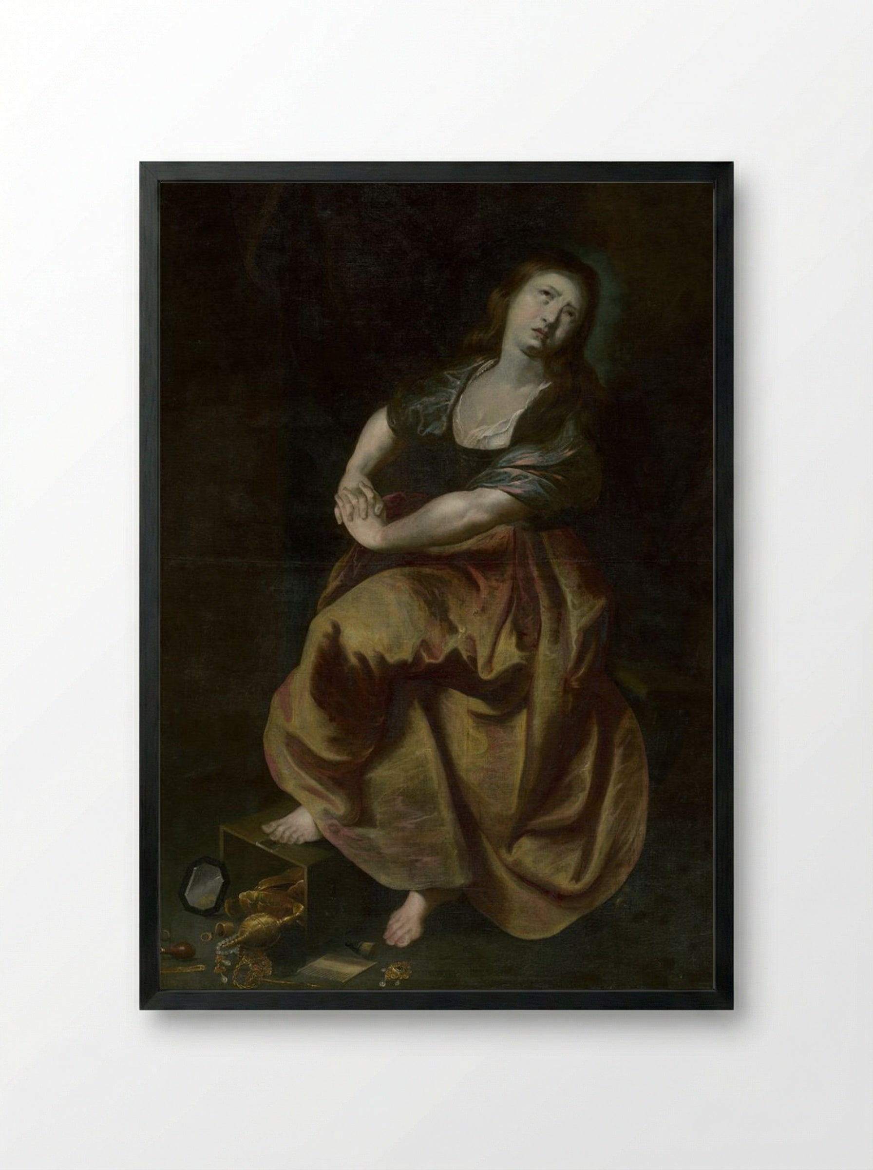 The Penitent Magdalene - Peter Paul Rubens - Framed Print Black