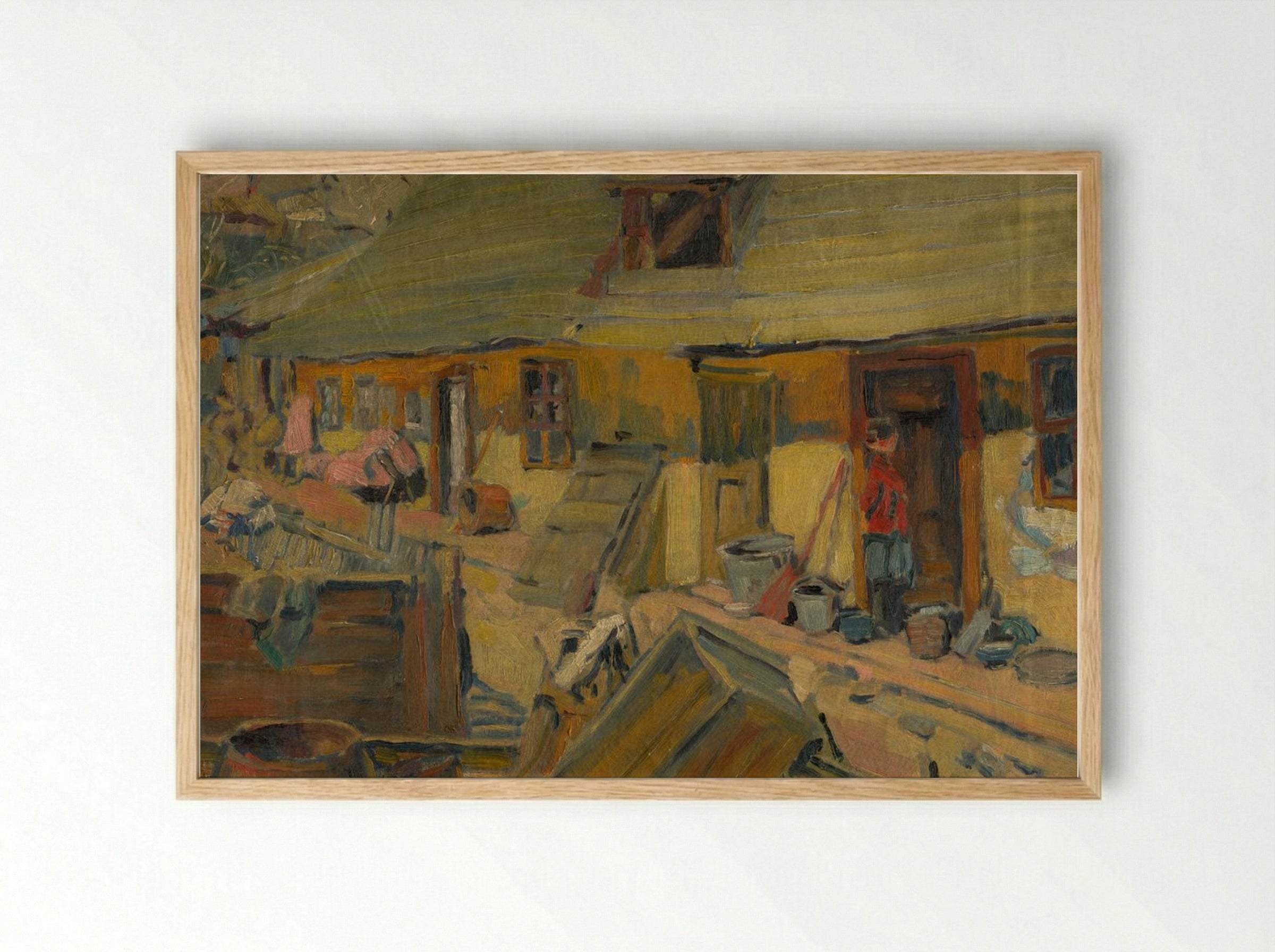 Peasant Yard - Konstantin Bauer - Framed Print Wood