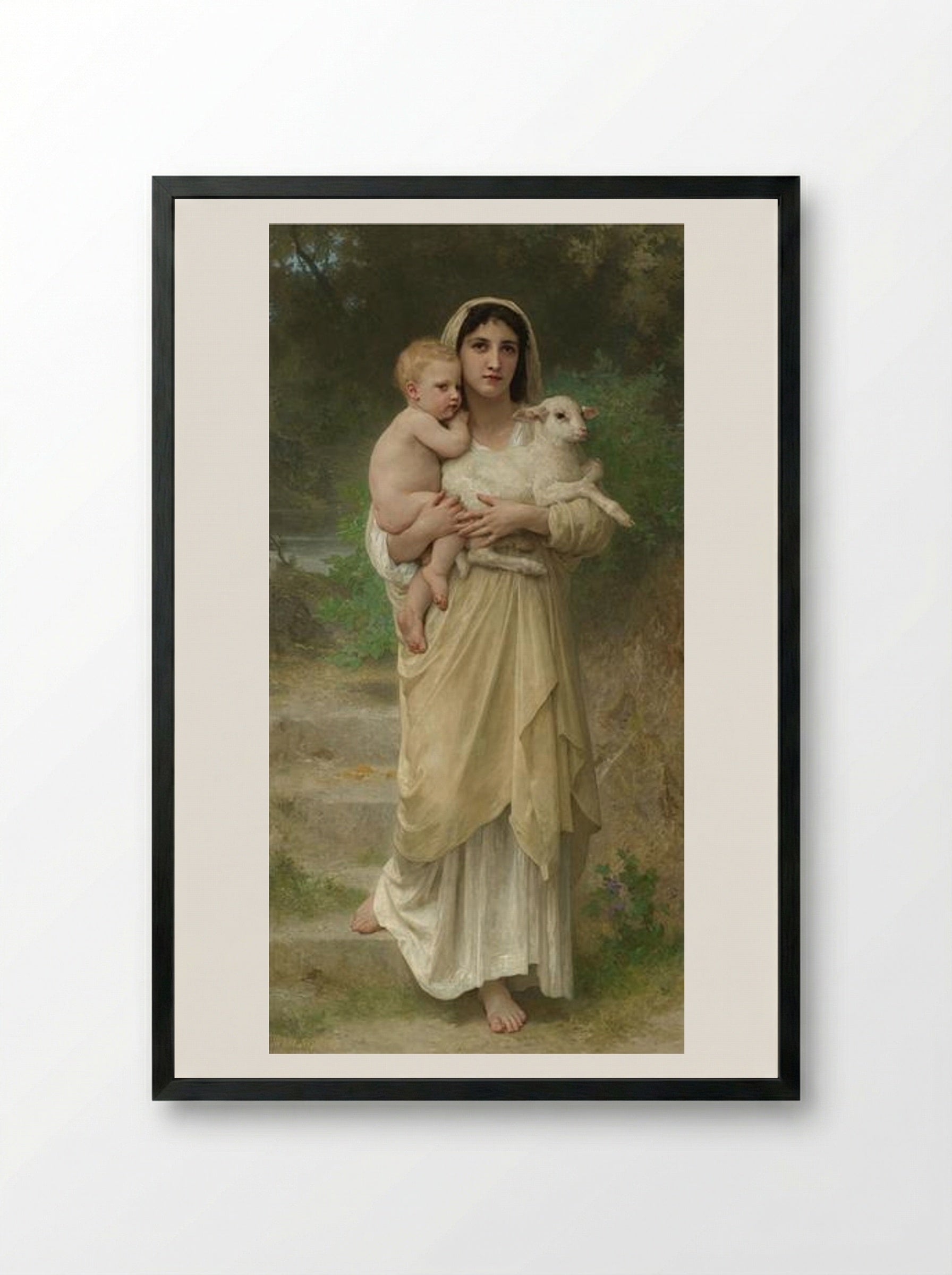 Lambs - William-Adolphe Bouguereau - Framed Print Black