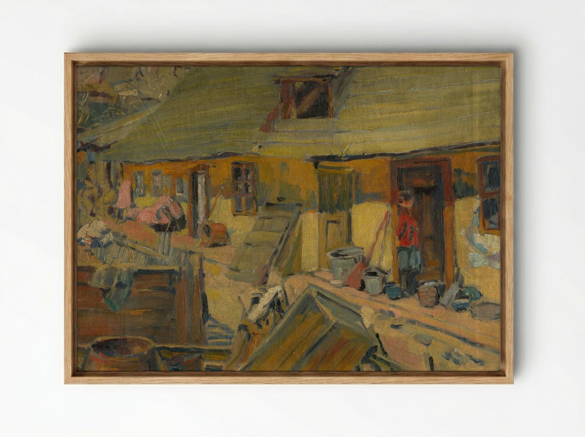 Peasant Yard - Konstantin Bauer - Framed Canvas Wood