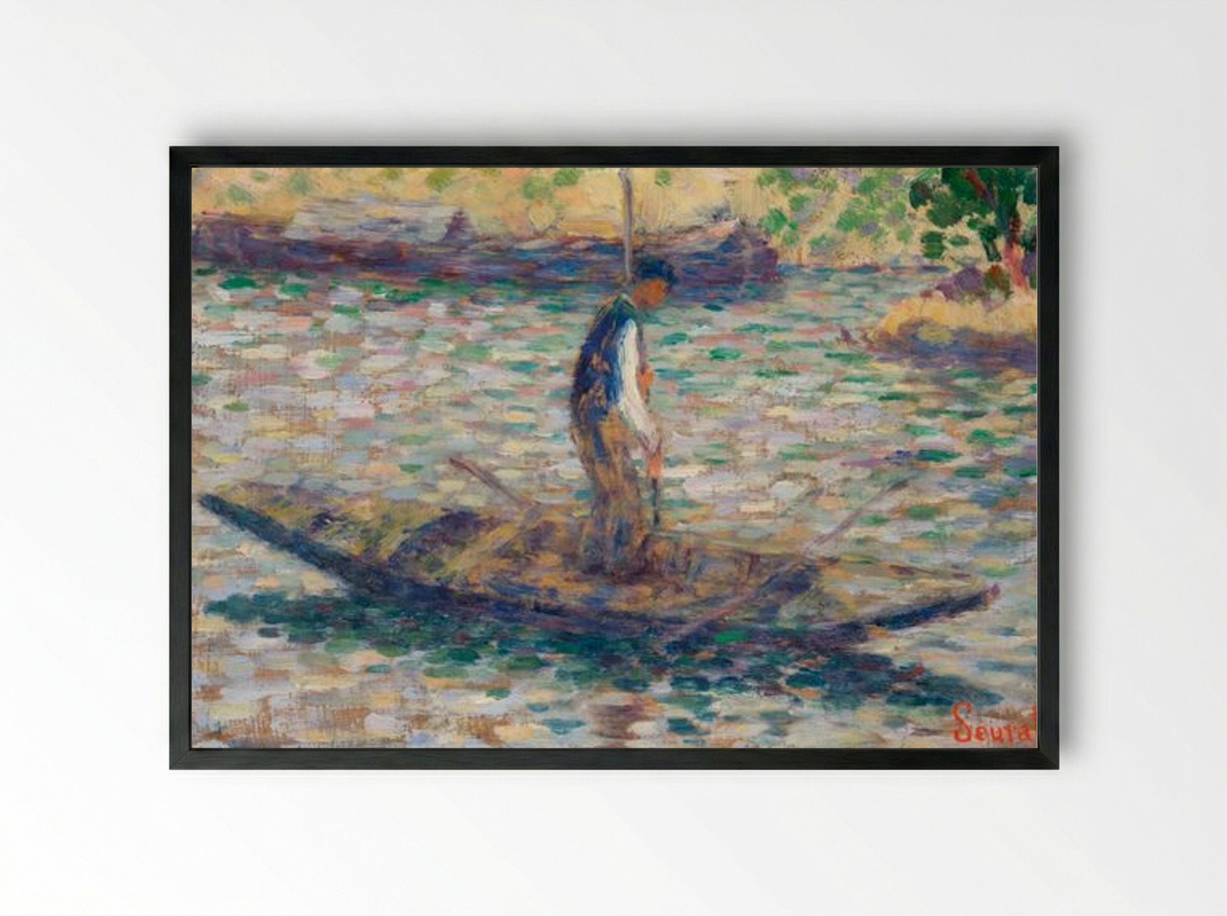 A Fisherman - Georges Seurat - Framed Print Black