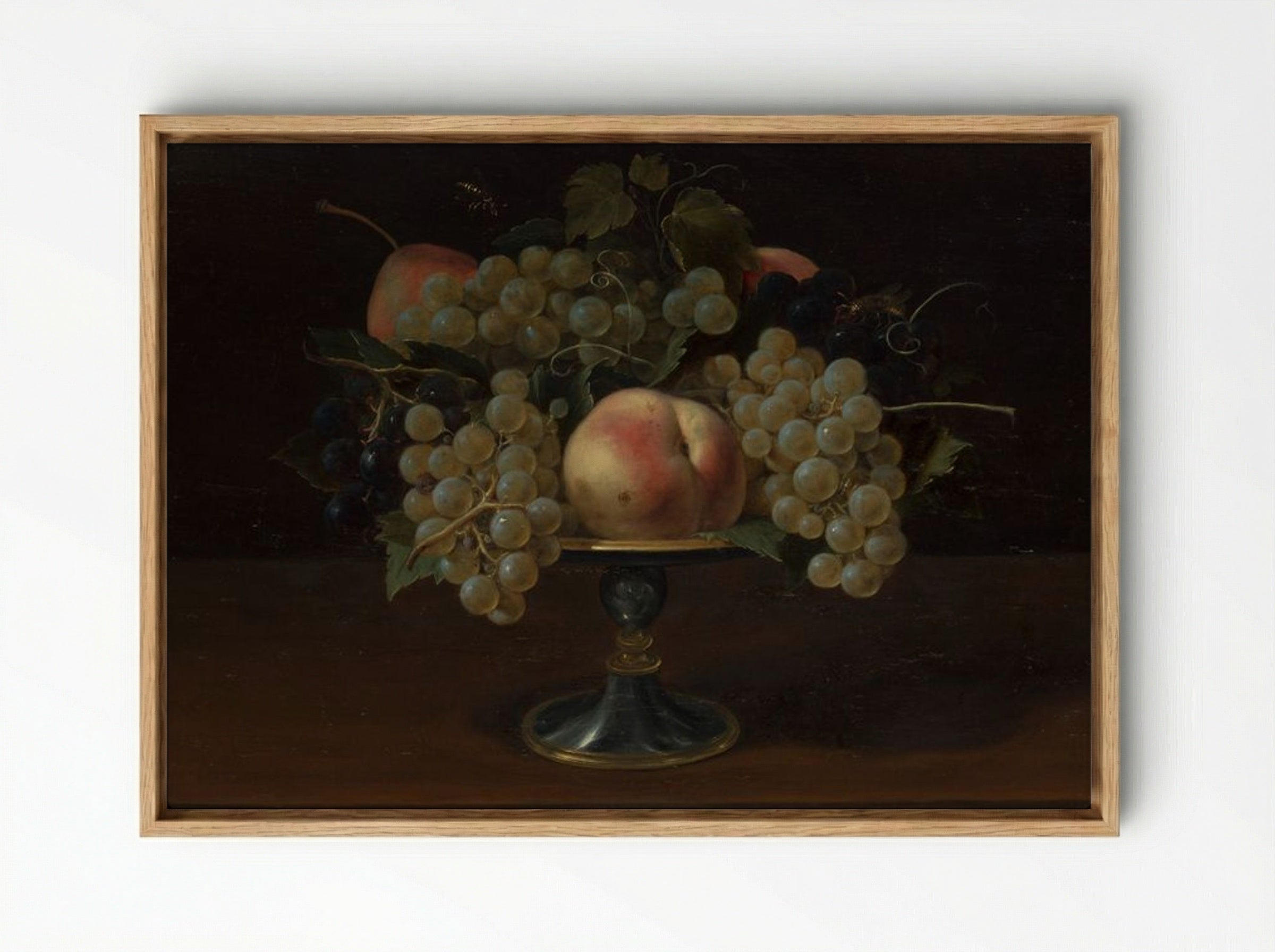 Still Life of Grapes and Peaches - Fine Art Print - Framed Canvas Wood