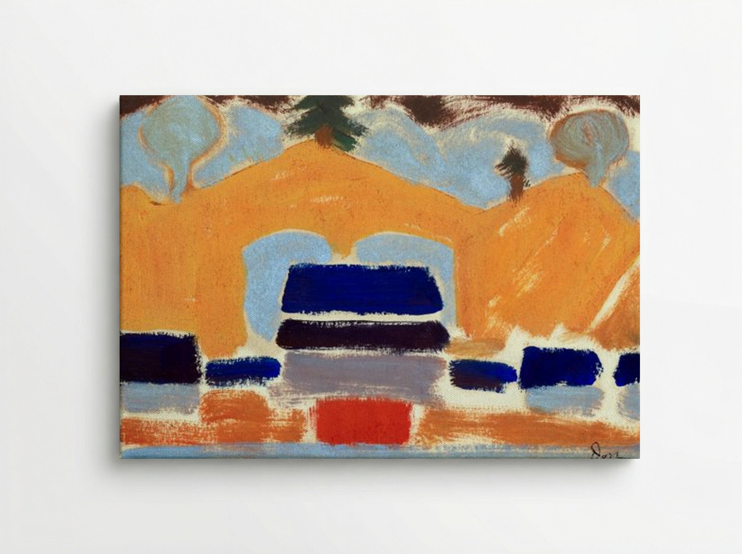 Abstract Landscape with Orange Hills - Fine Art Print - Canvas