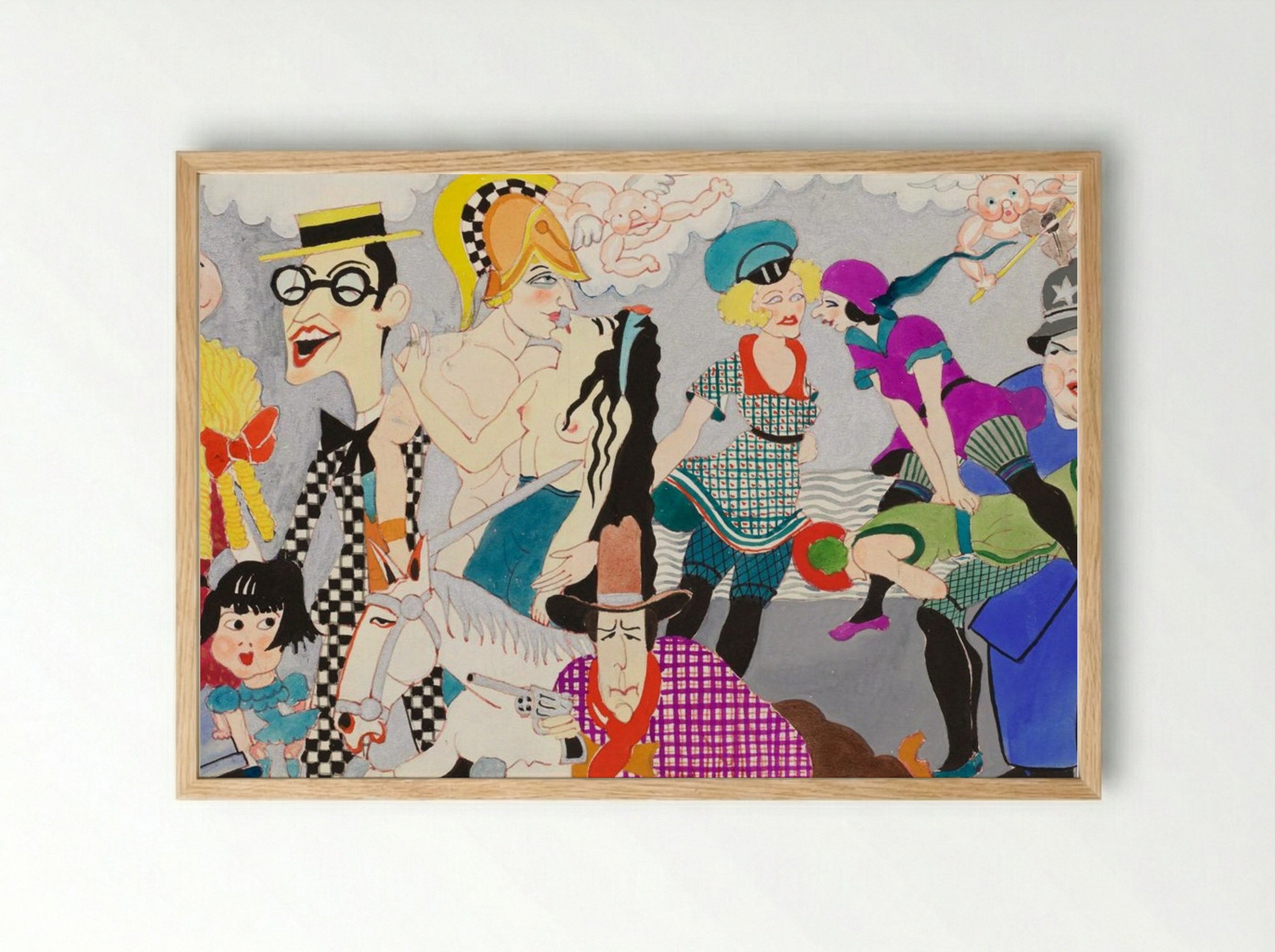 Study for Wilshire Bowl Restaurant Mural No. 2 - John Decker - Framed Print Wood