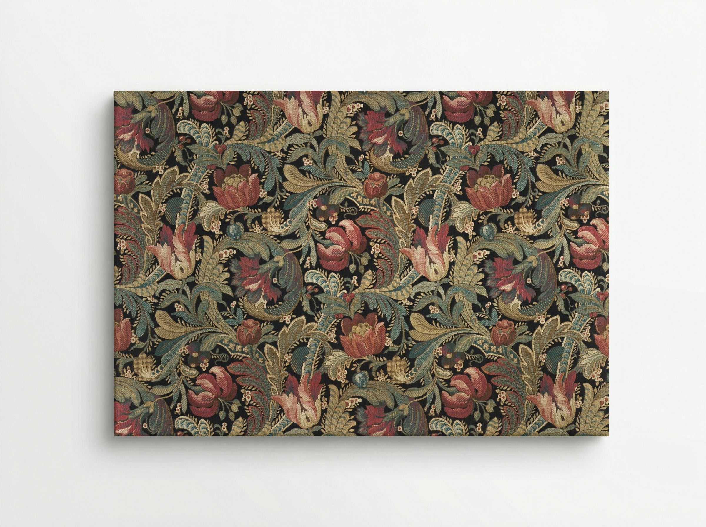Floral Pattern with Tulips and Foliage - Fine Art Print - Canvas