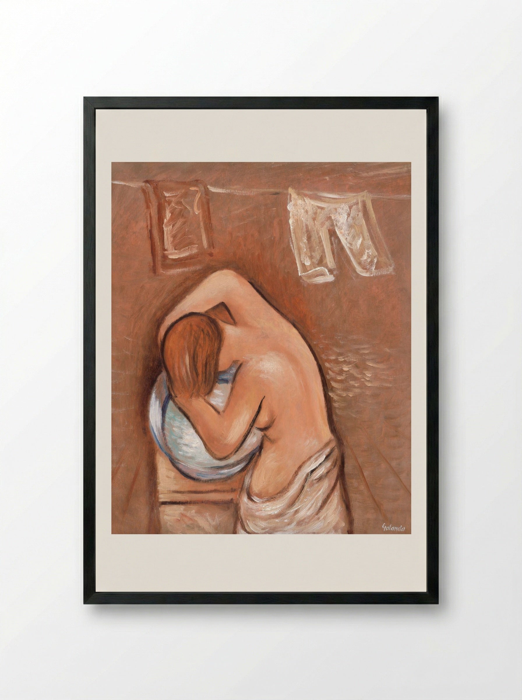 Washing Hair - Mikuláš Galanda - Framed Print Black