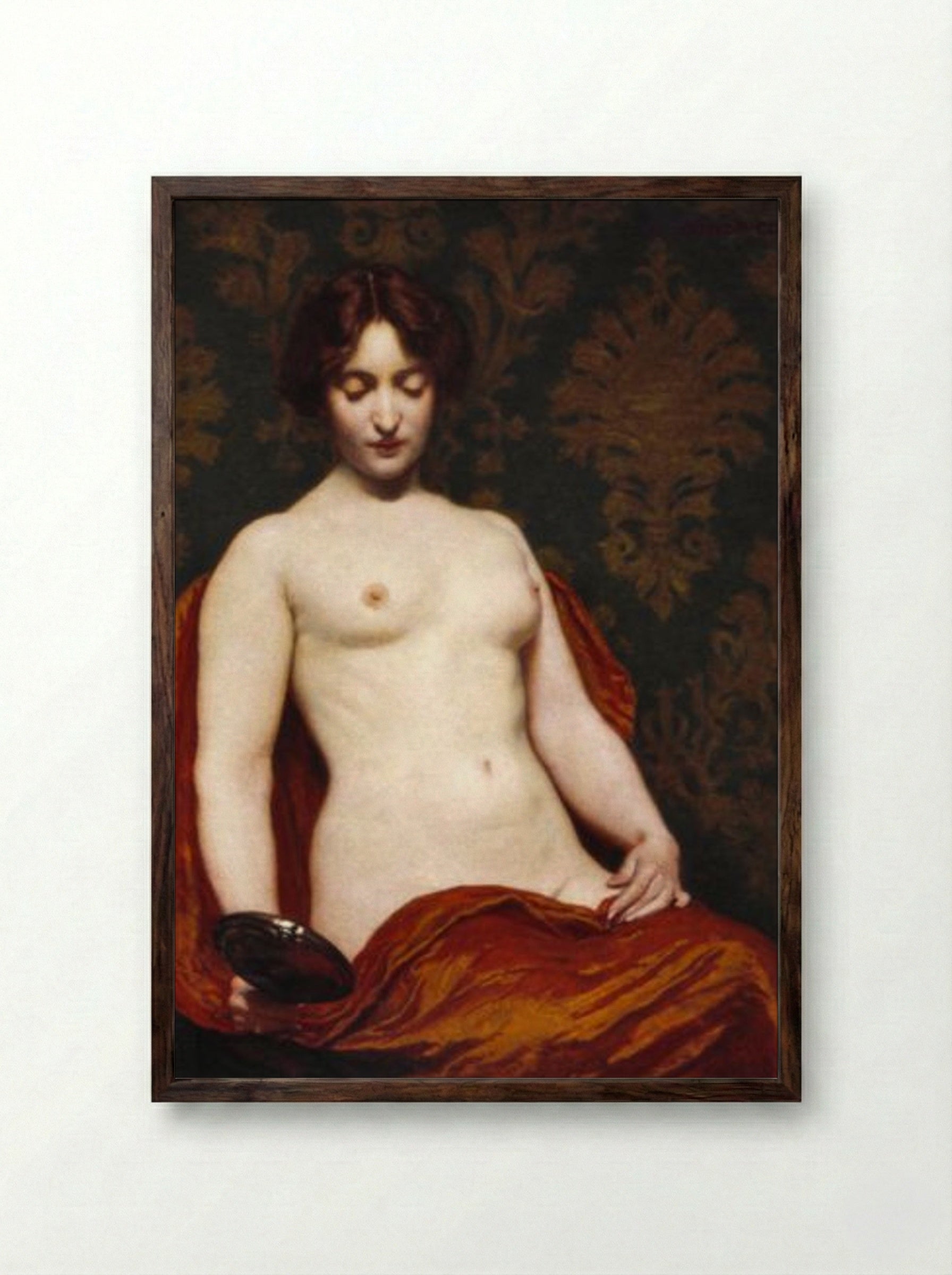 The Silver Hand Glass - Kenyon Cox - Framed Print Dark Wood