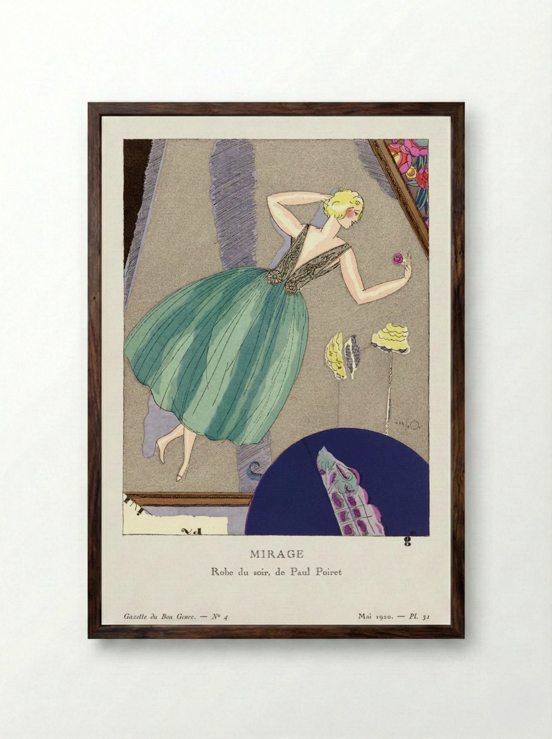 Mirage, Evening Gown Design - Paul Poiret - Framed Print Dark Wood