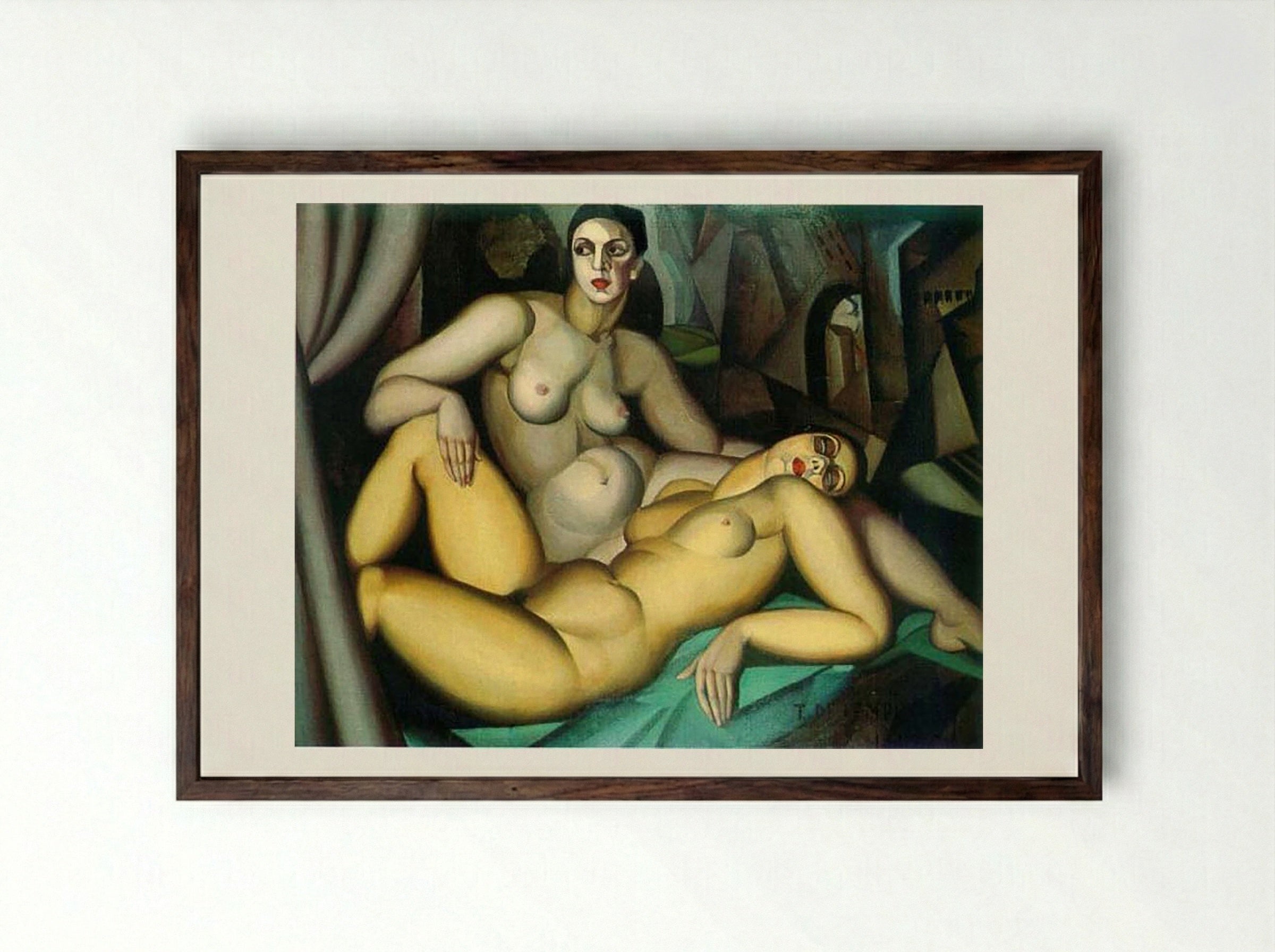 The Two Friends - Tamara de Lempicka - Framed Print Dark Wood
