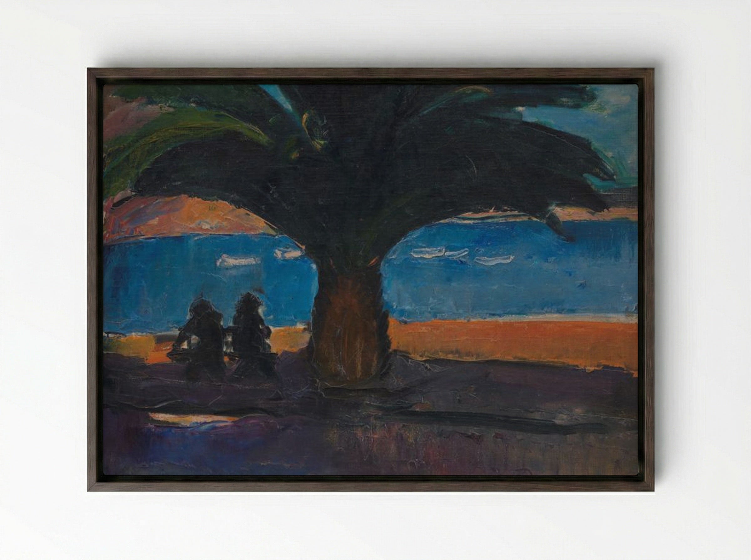 The Thick Palm. View from Villefranche - Jens Adolf Jerichau - Framed Canvas Dark Wood