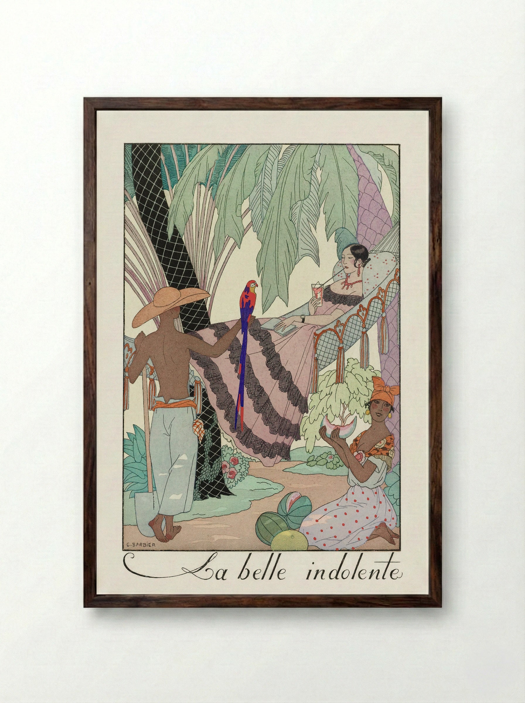 La Belle Indolente - George Barbier - Framed Print Dark Wood