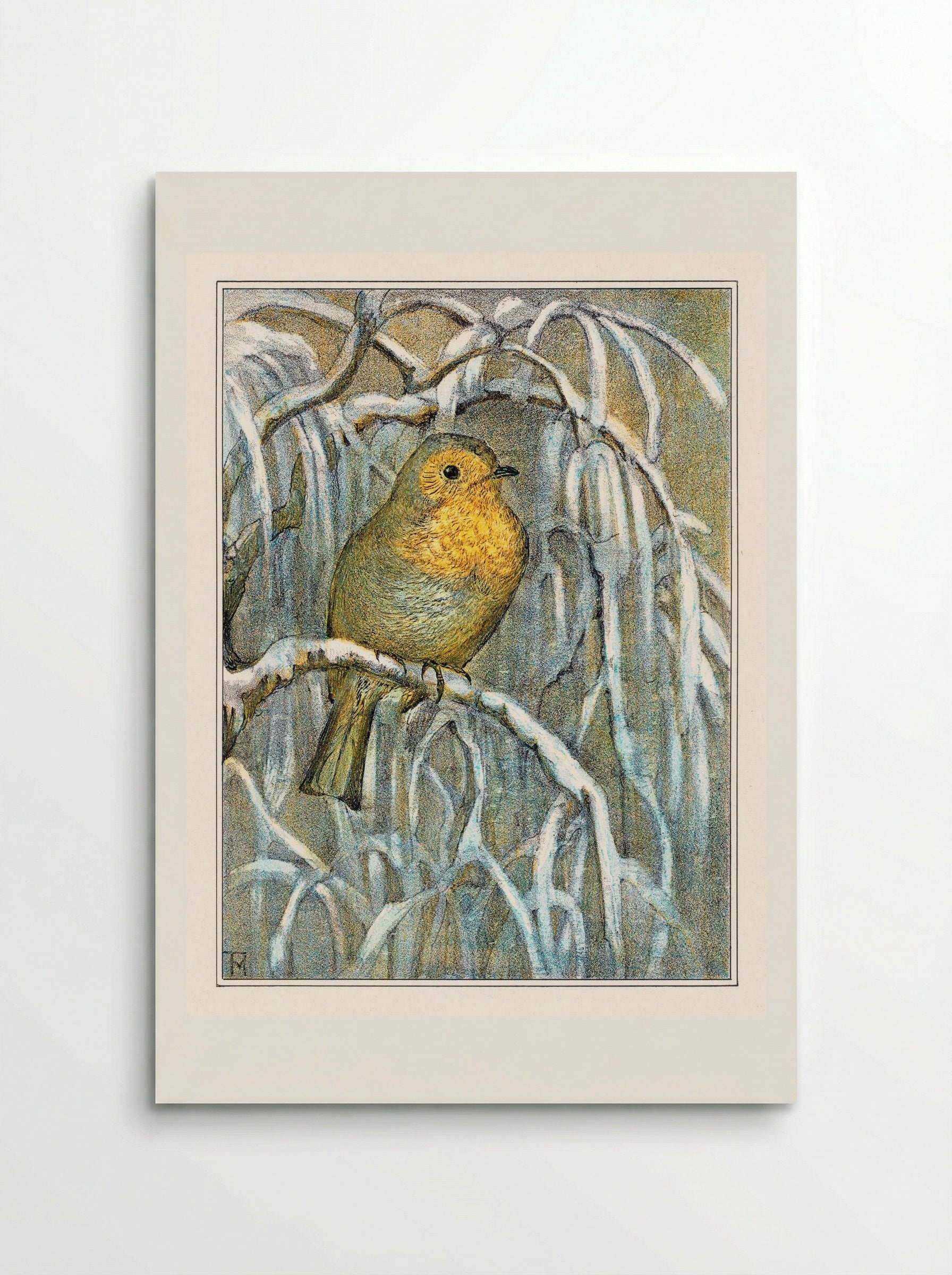 Robin on Snowy Branch - Theo van Hoytema - Poster