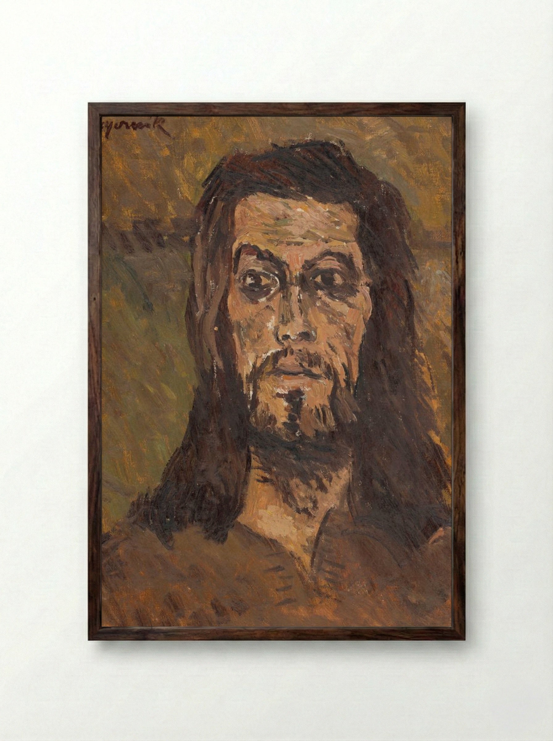 The Head of Saint John the Baptist - Cyprián Majerník - Framed Print Dark Wood