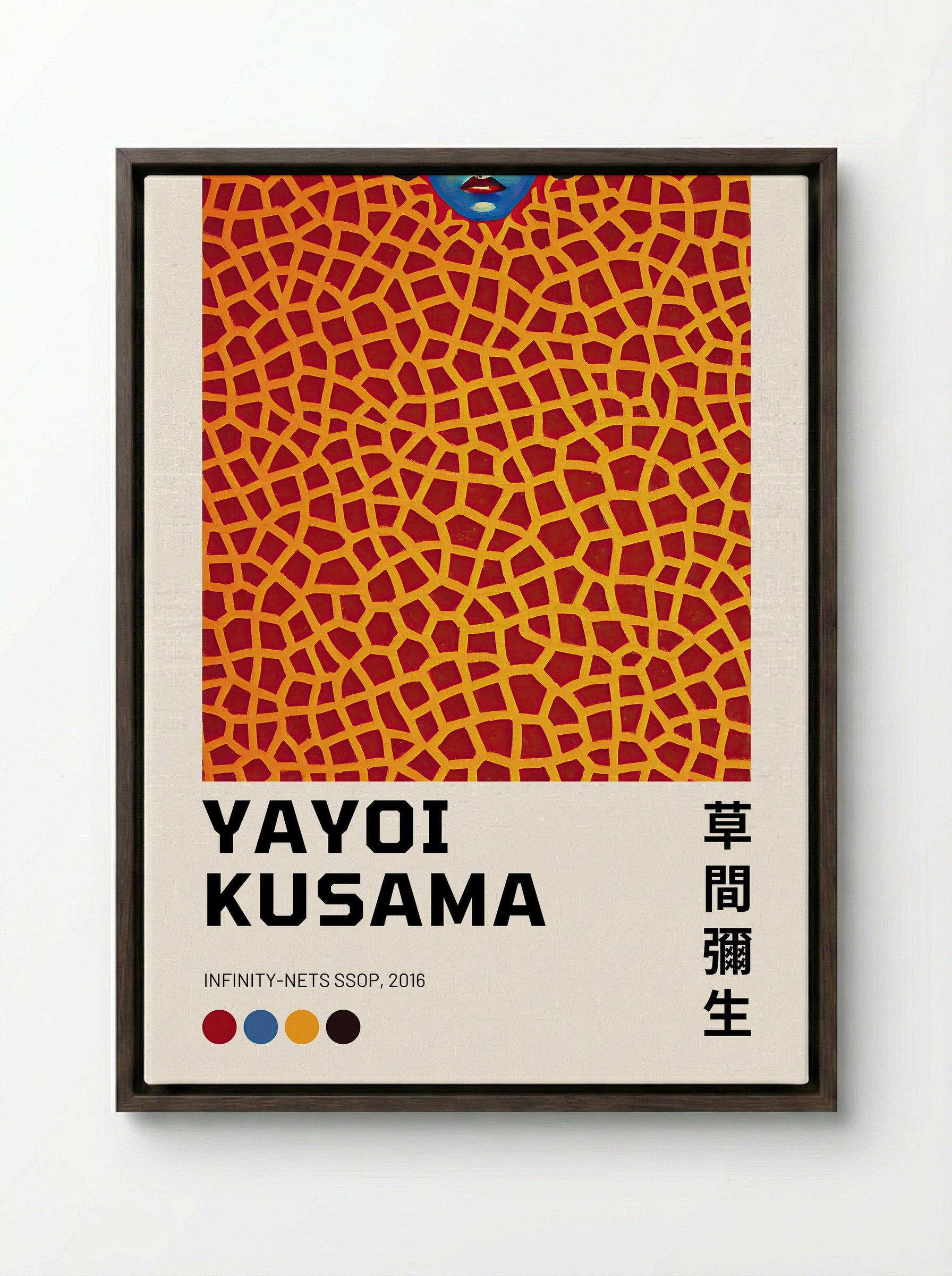 Infinity Nets SSOP - Yayoi Kusama - Framed Canvas Dark Wood