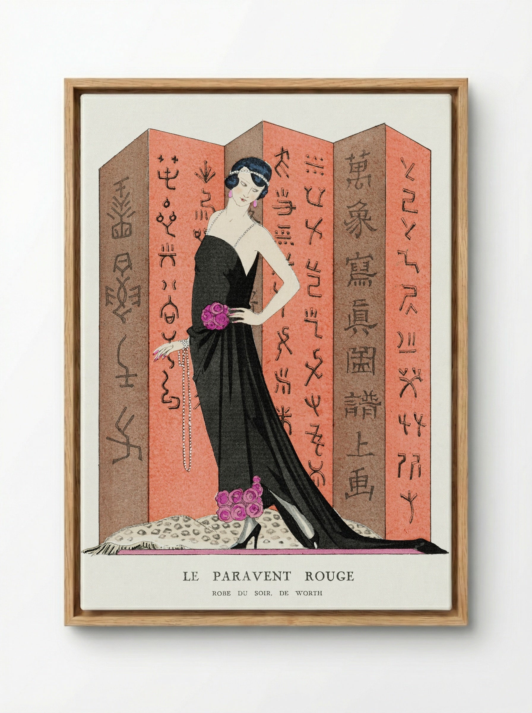 Le Paravent Rouge (Robe du Soir, de Worth) - George Barbier - Framed Canvas Wood