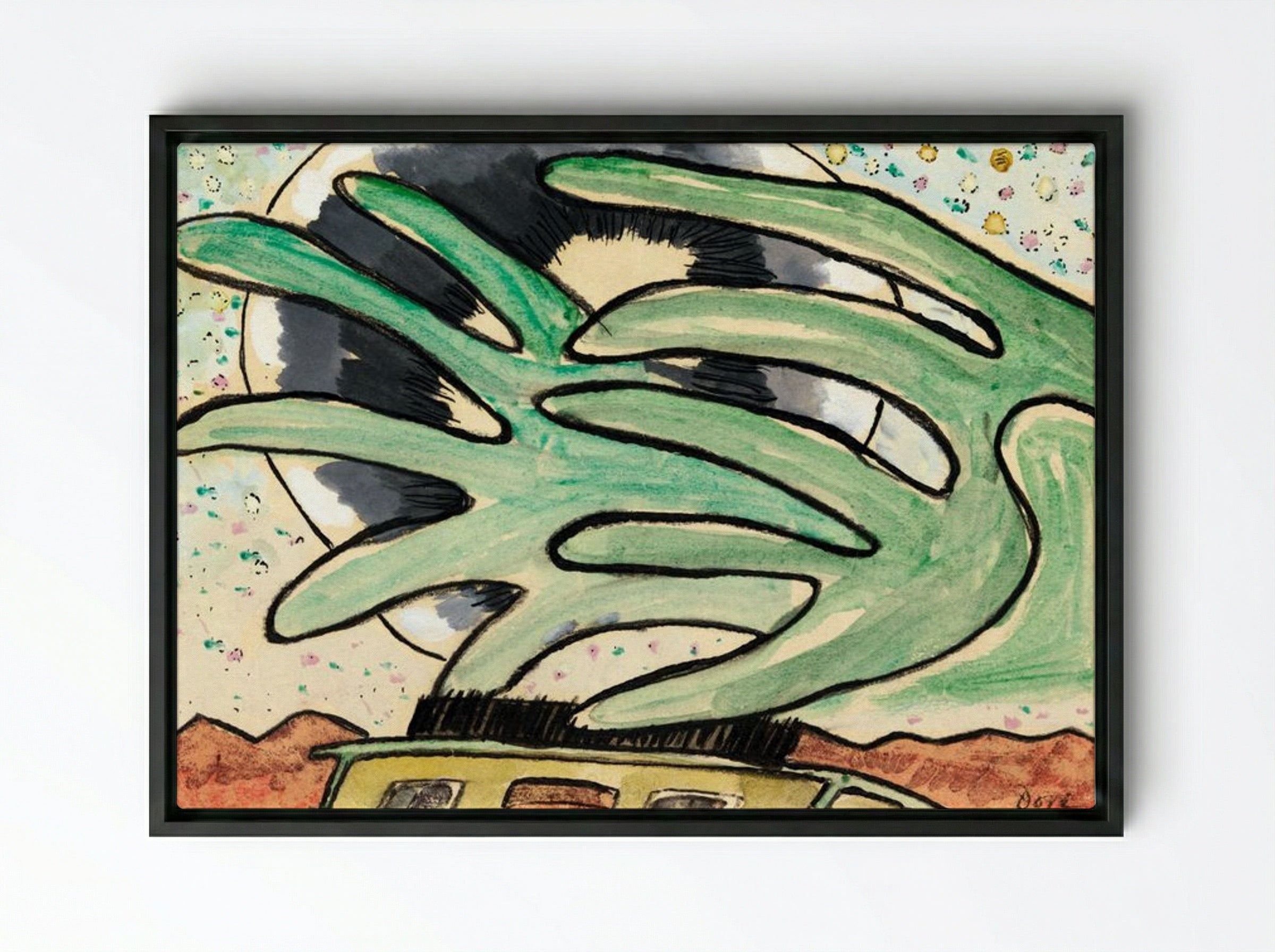 Silver Ball, Barge, and Trees - Arthur Dove - Framed Canvas Black