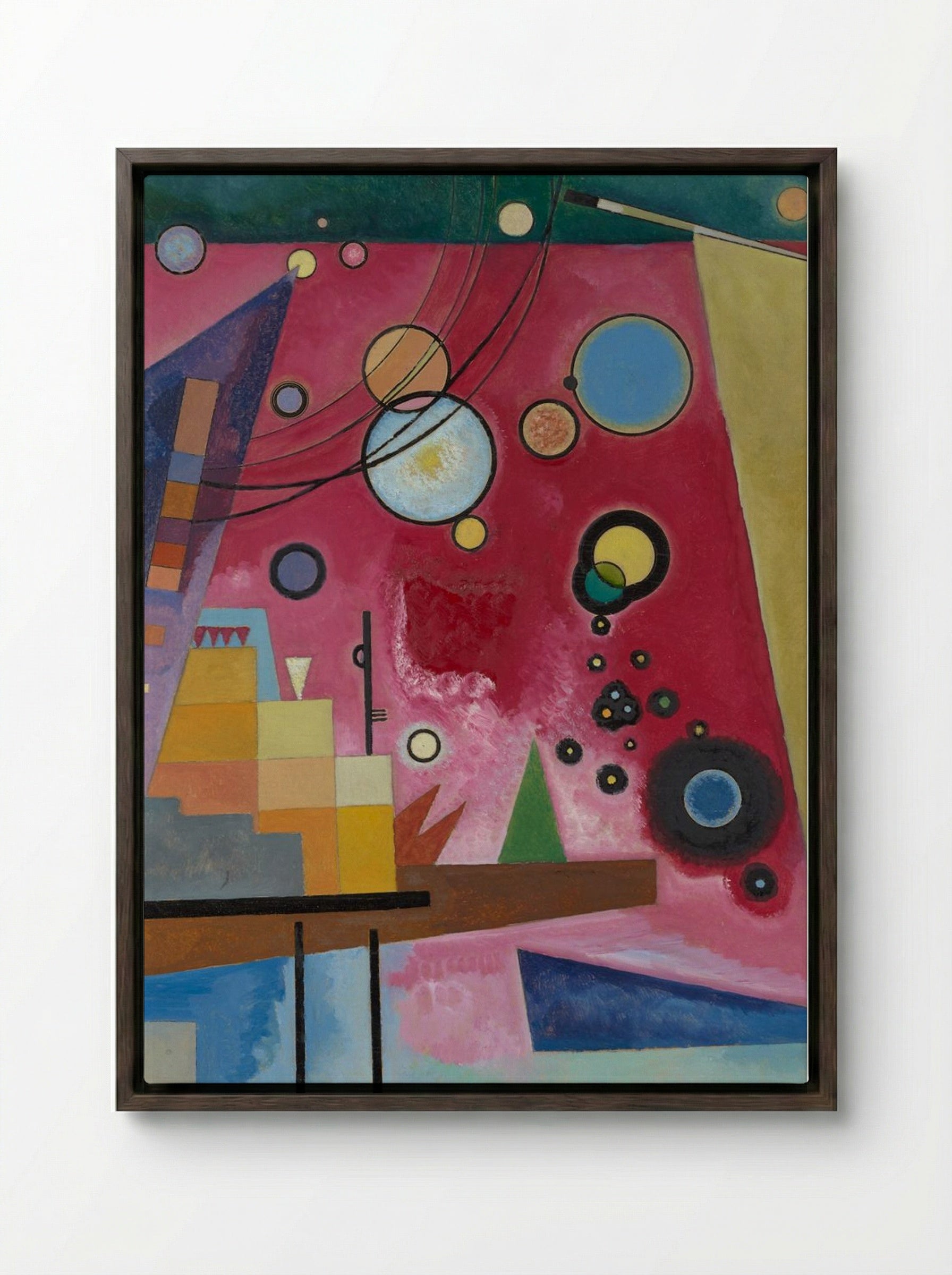 Heavy Red - Wassily Kandinsky - Framed Canvas Dark Wood