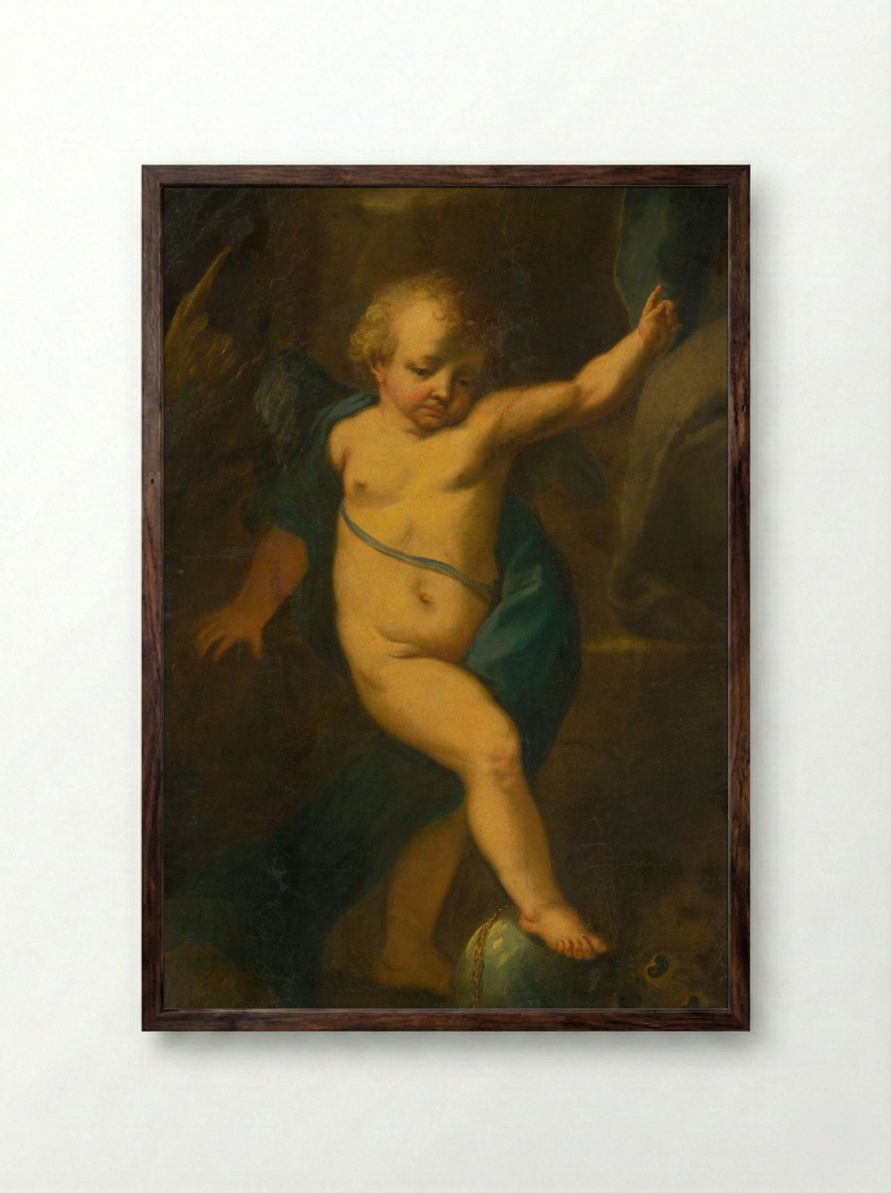 Allegorical Figure of an Angel - Fine Art Print - Framed Print Dark Wood