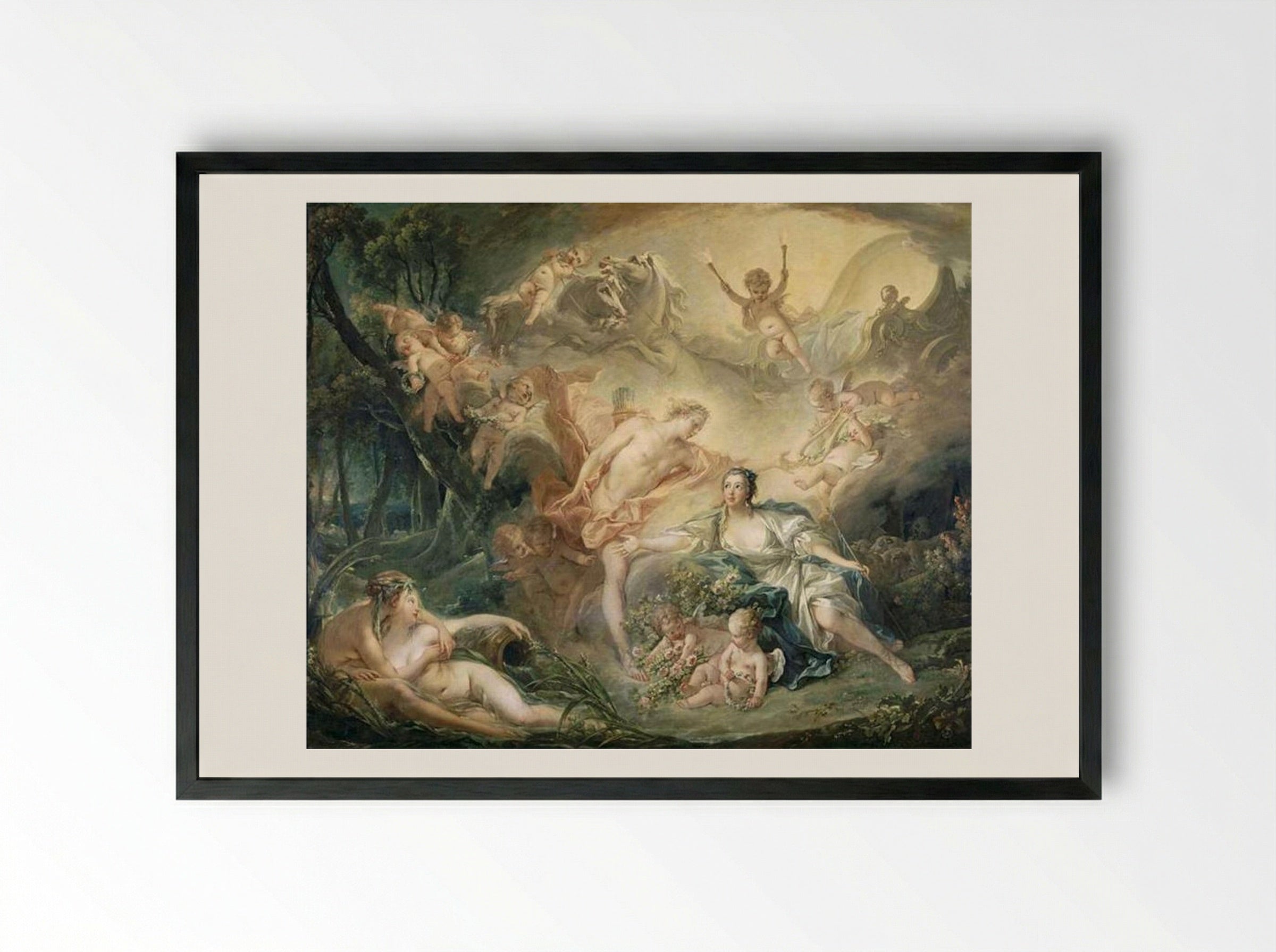 Apollo Revealing his Divinity to the Shepherdess Isse - François Boucher - Framed Print Black