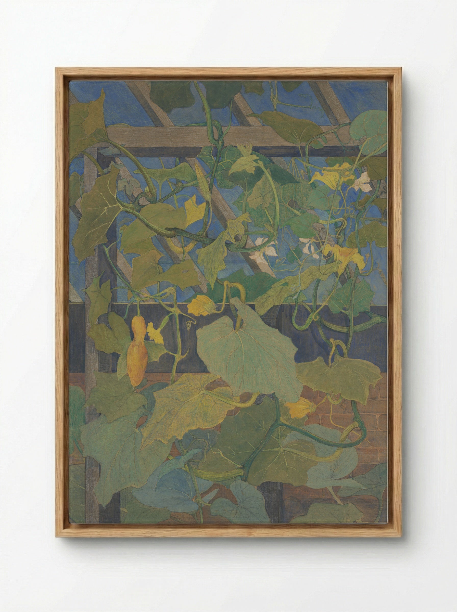Greenhouse with Ornamental Gourds - Theo van Hoytema - Framed Canvas Wood