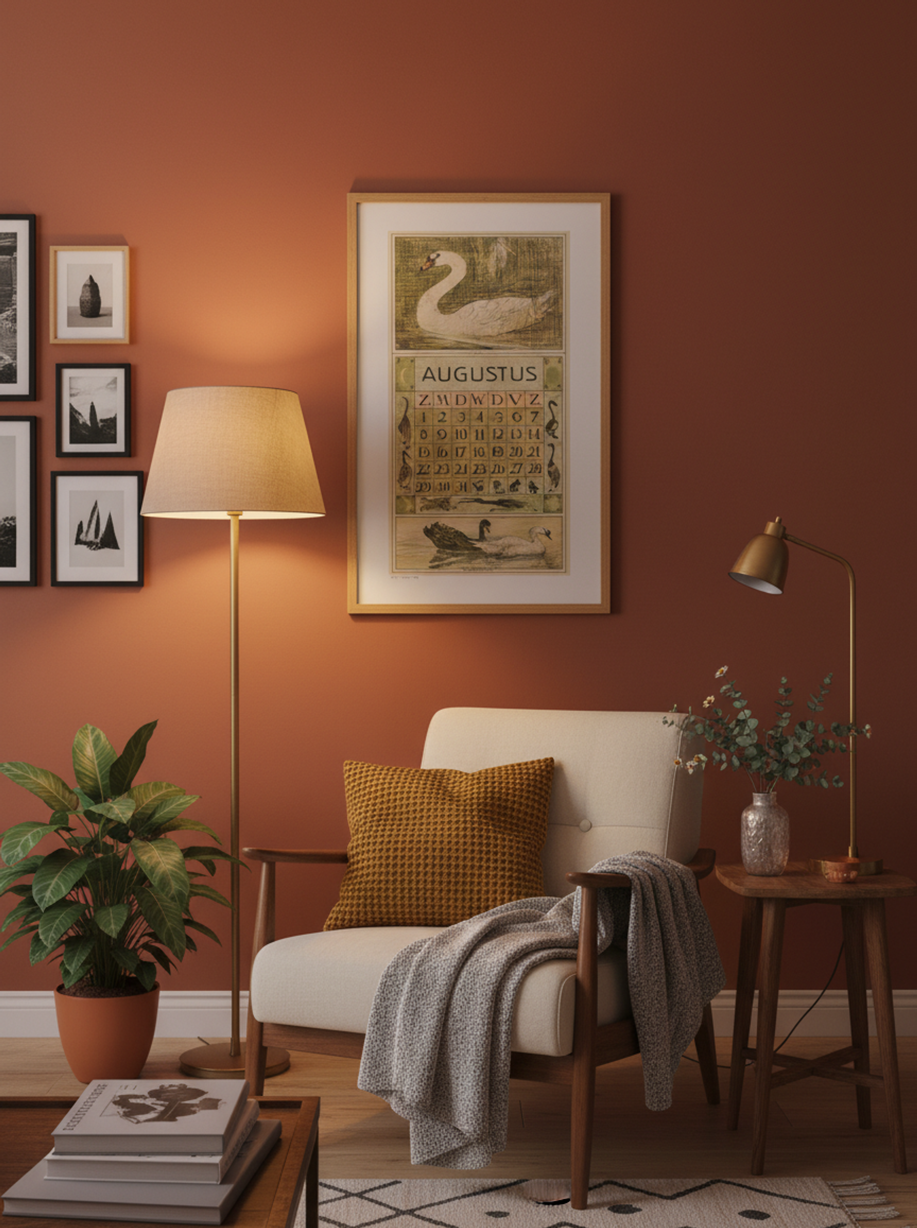 Kalenderblad Augustus met Zwaan - Theo van Hoytema - Lifestyle