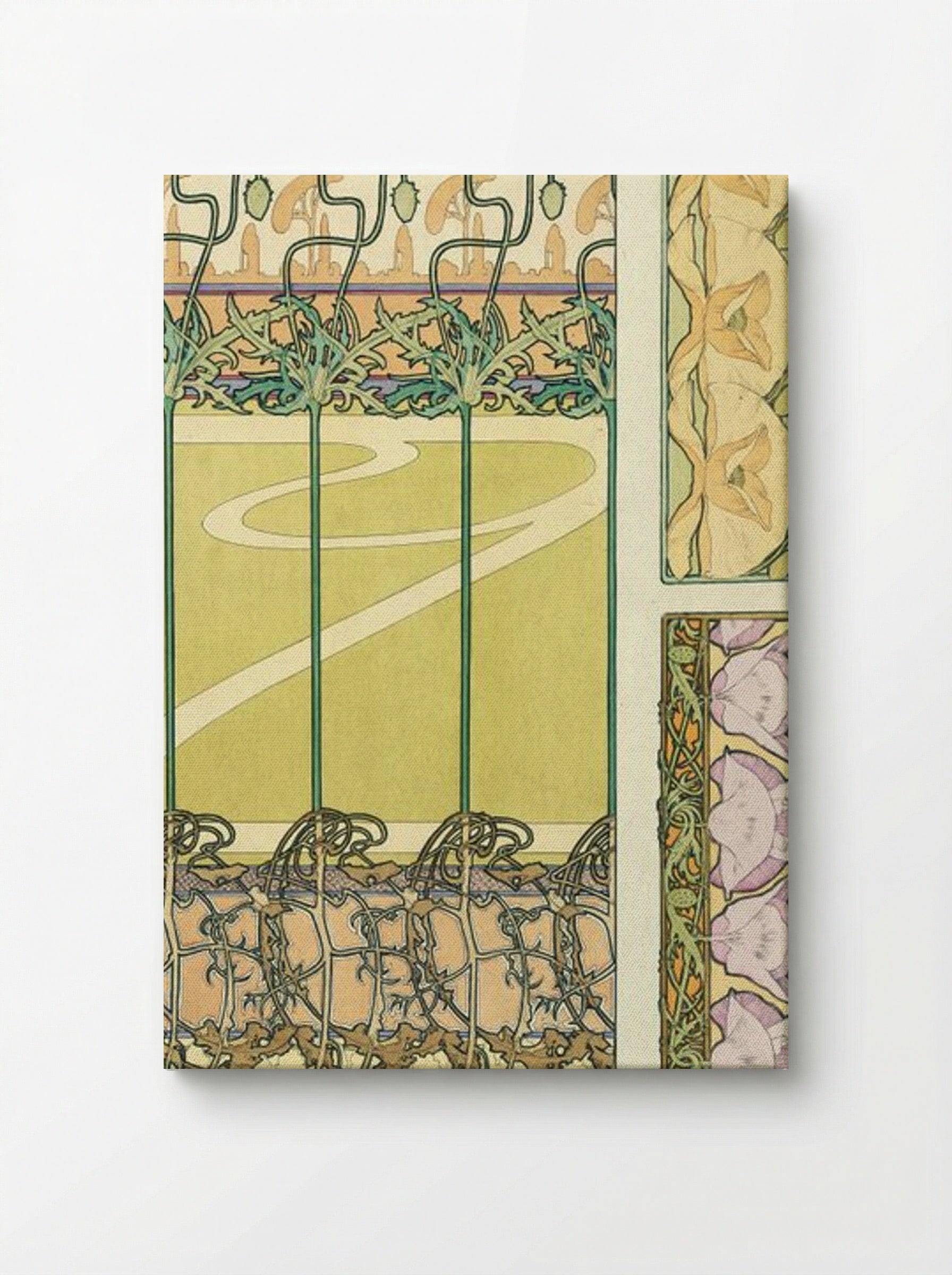 Floral Panel Design with Poppies and Morning Glories - Alphonse Mucha - Canvas