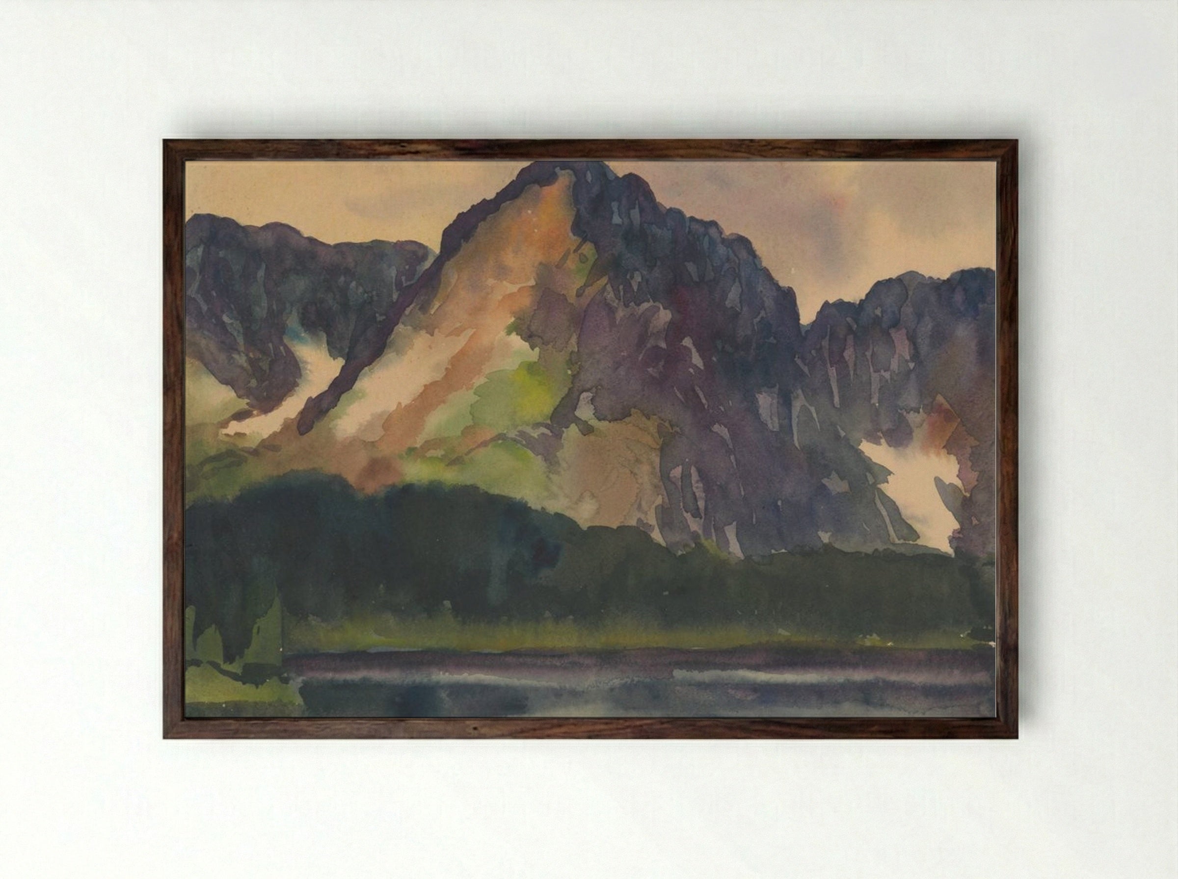 Rocky Hills Above River - Zolo Palugyay - Framed Print Dark Wood