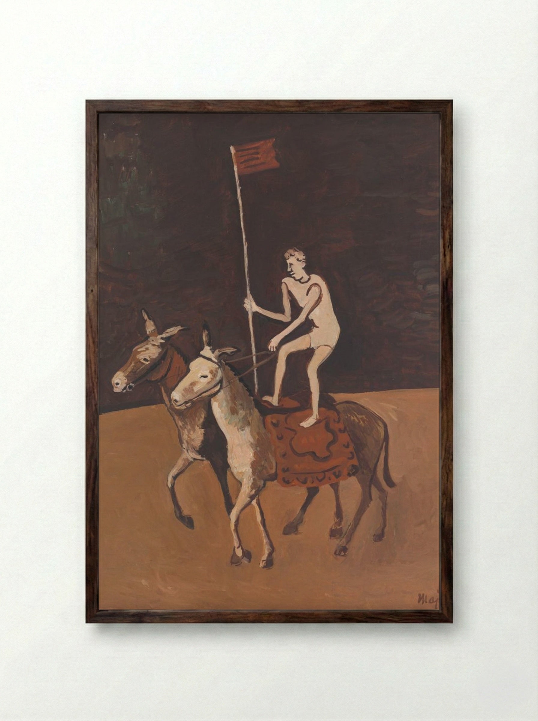 Circus Performer on Horses - Cyprián Majerník - Framed Print Dark Wood