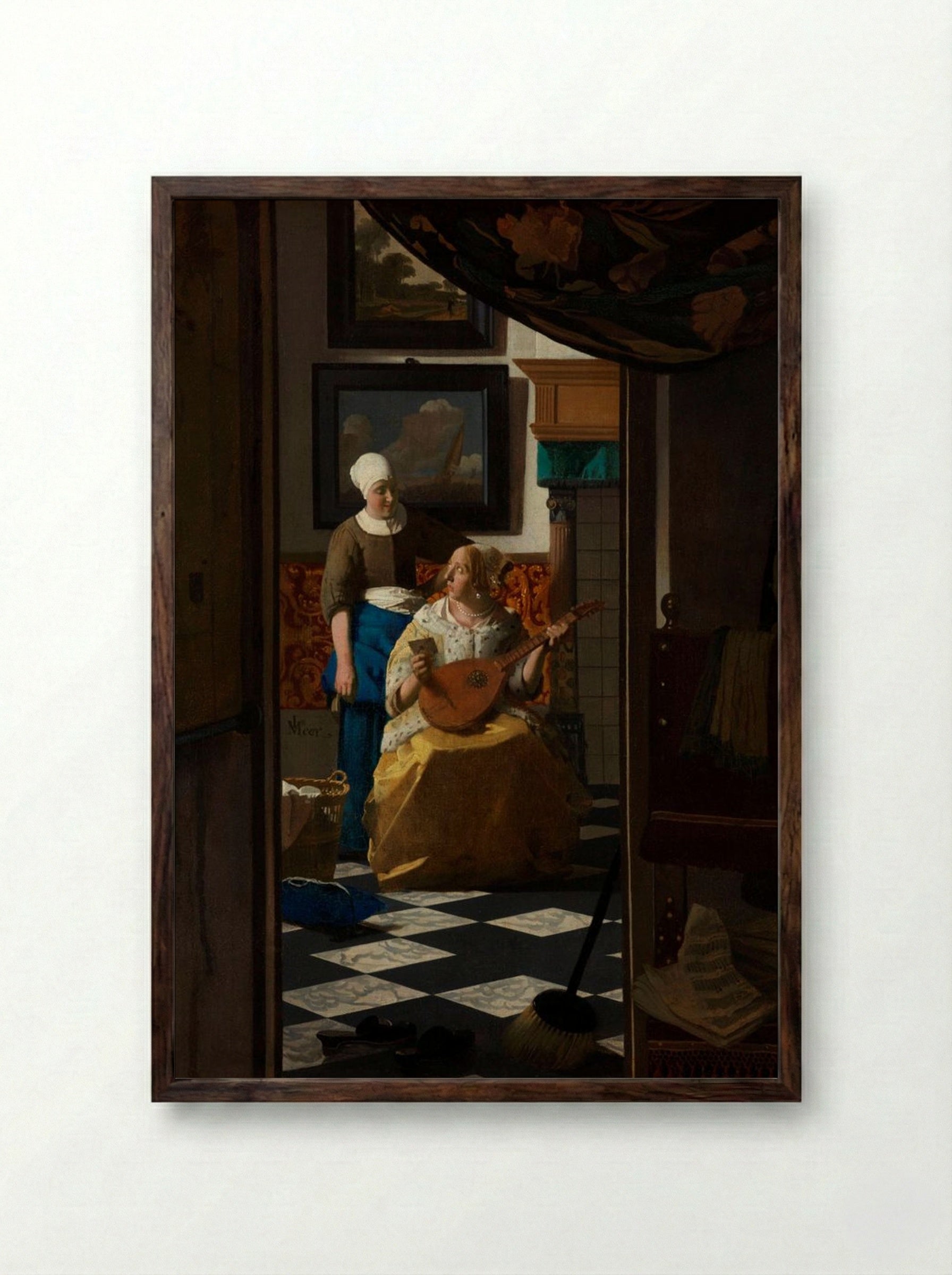 The Love Letter - Johannes Vermeer - Framed Print Dark Wood