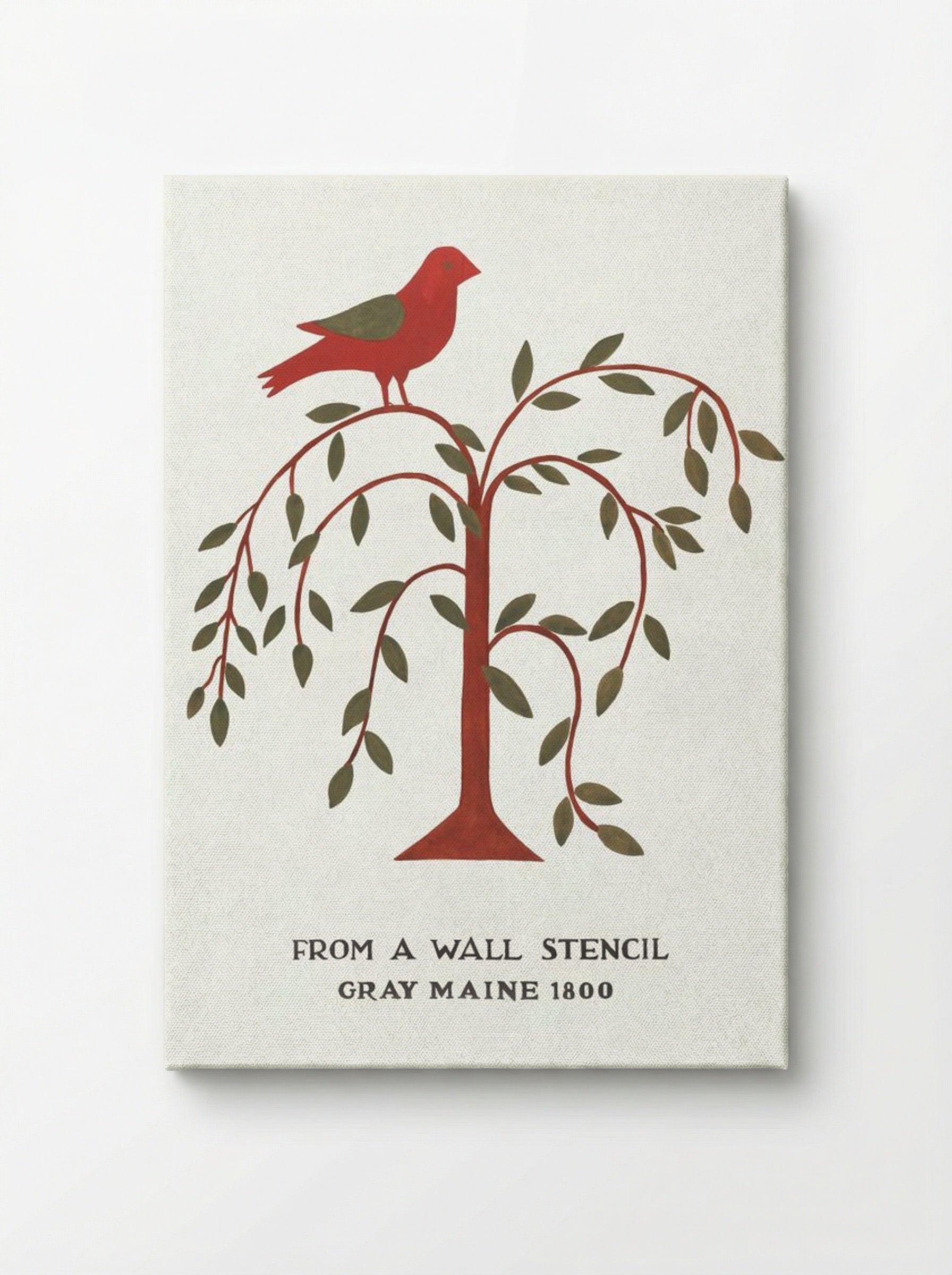 Maine Wall Stencil with Bird and Tree - Mildred E. Bent - Canvas